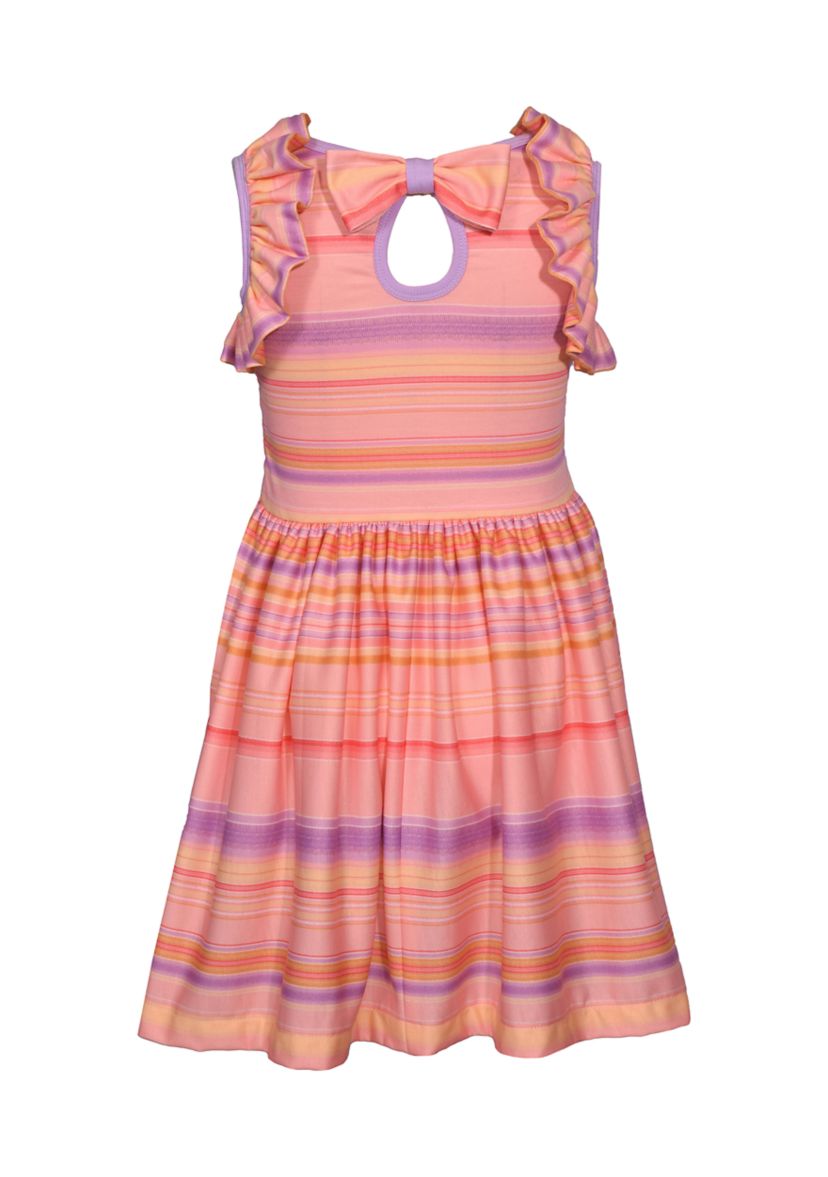 Girls 7-16 Ruffle Stripe Dress with Purse