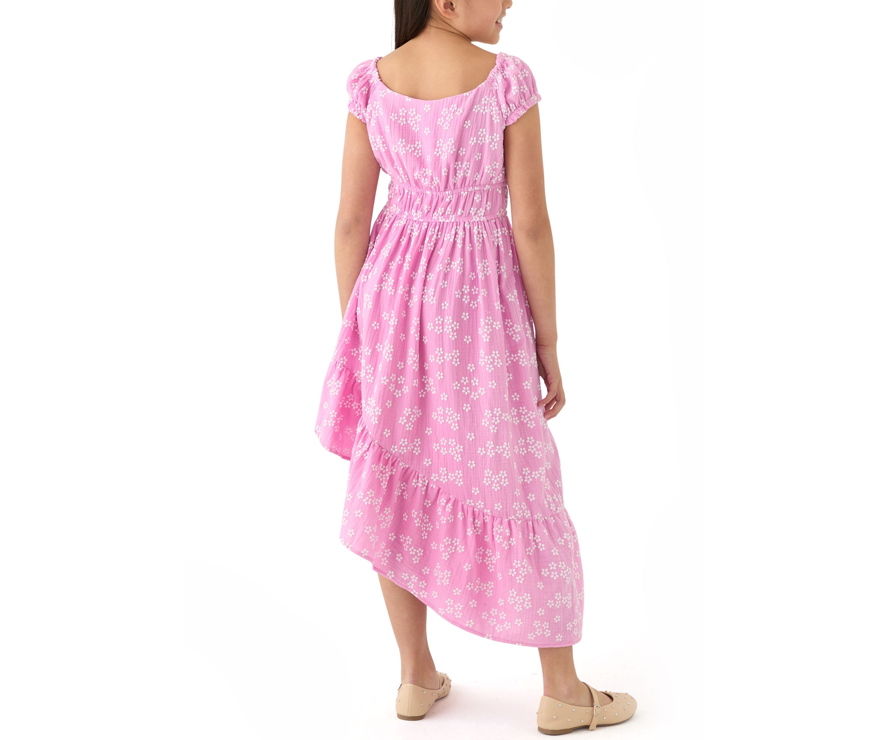Girls 7-16 Gauze Asymmetrical Hem Dress