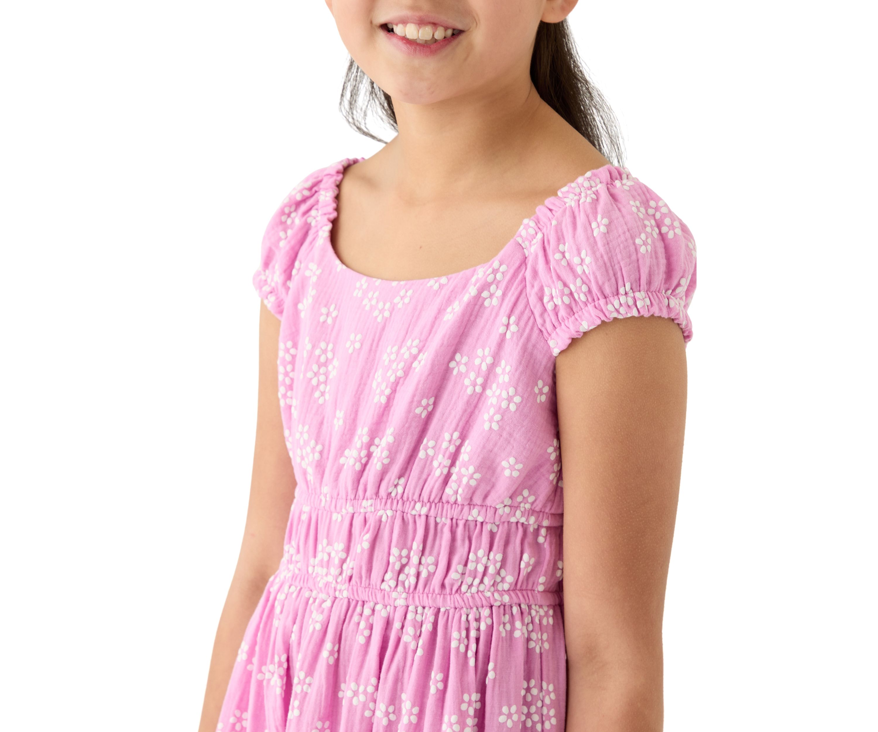 Girls 7-16 Gauze Asymmetrical Hem Dress