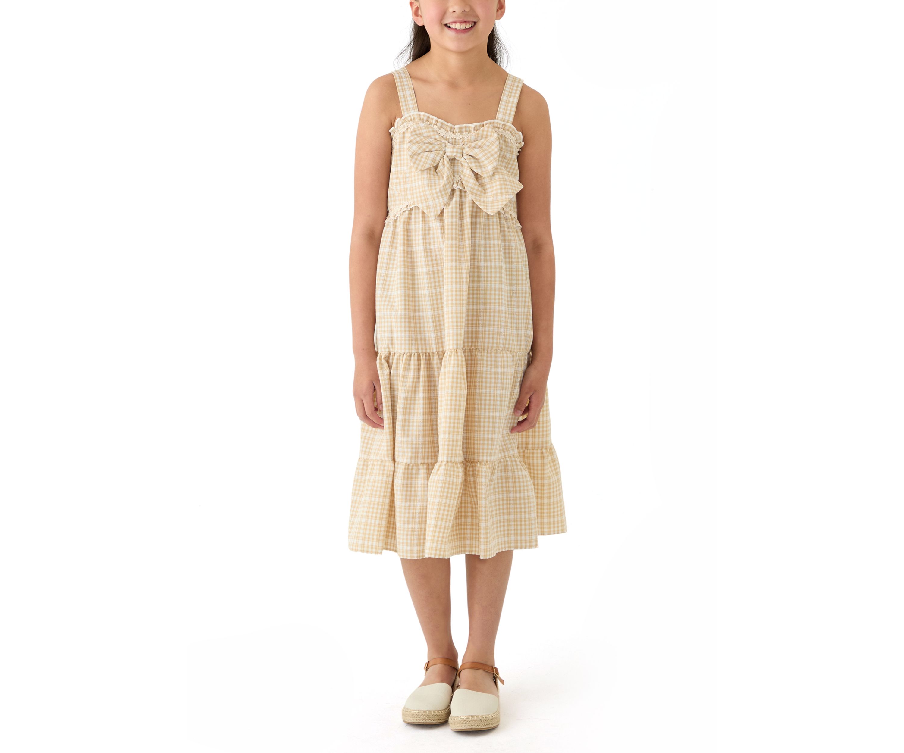 Girls 7-16 Check Bow Midi Dress