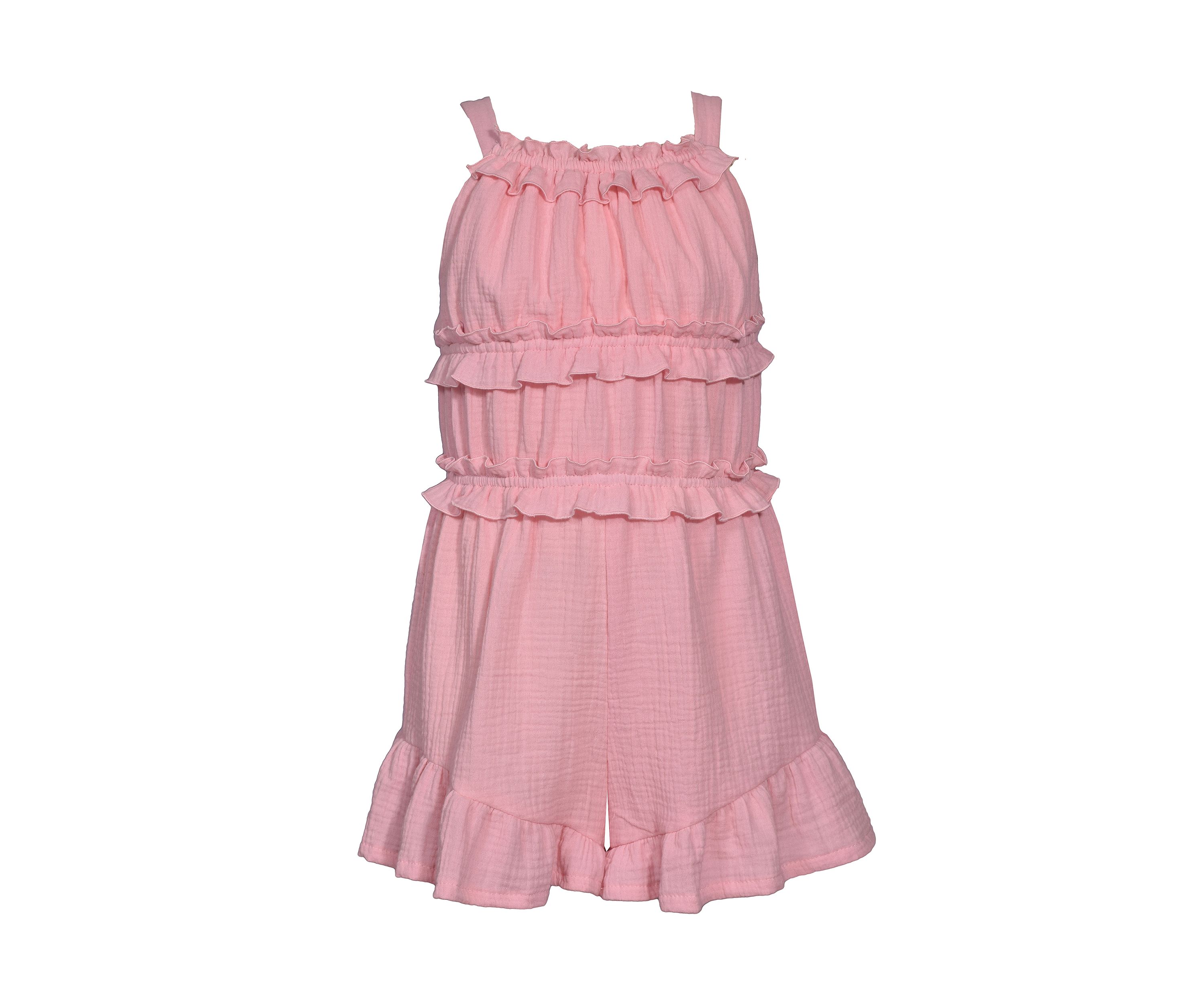 Girls 7-16 Sleeveless Ruffle Cotton Romper 