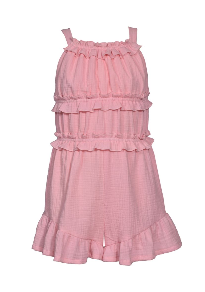 Girls 7-16 Sleeveless Ruffle Cotton Romper 