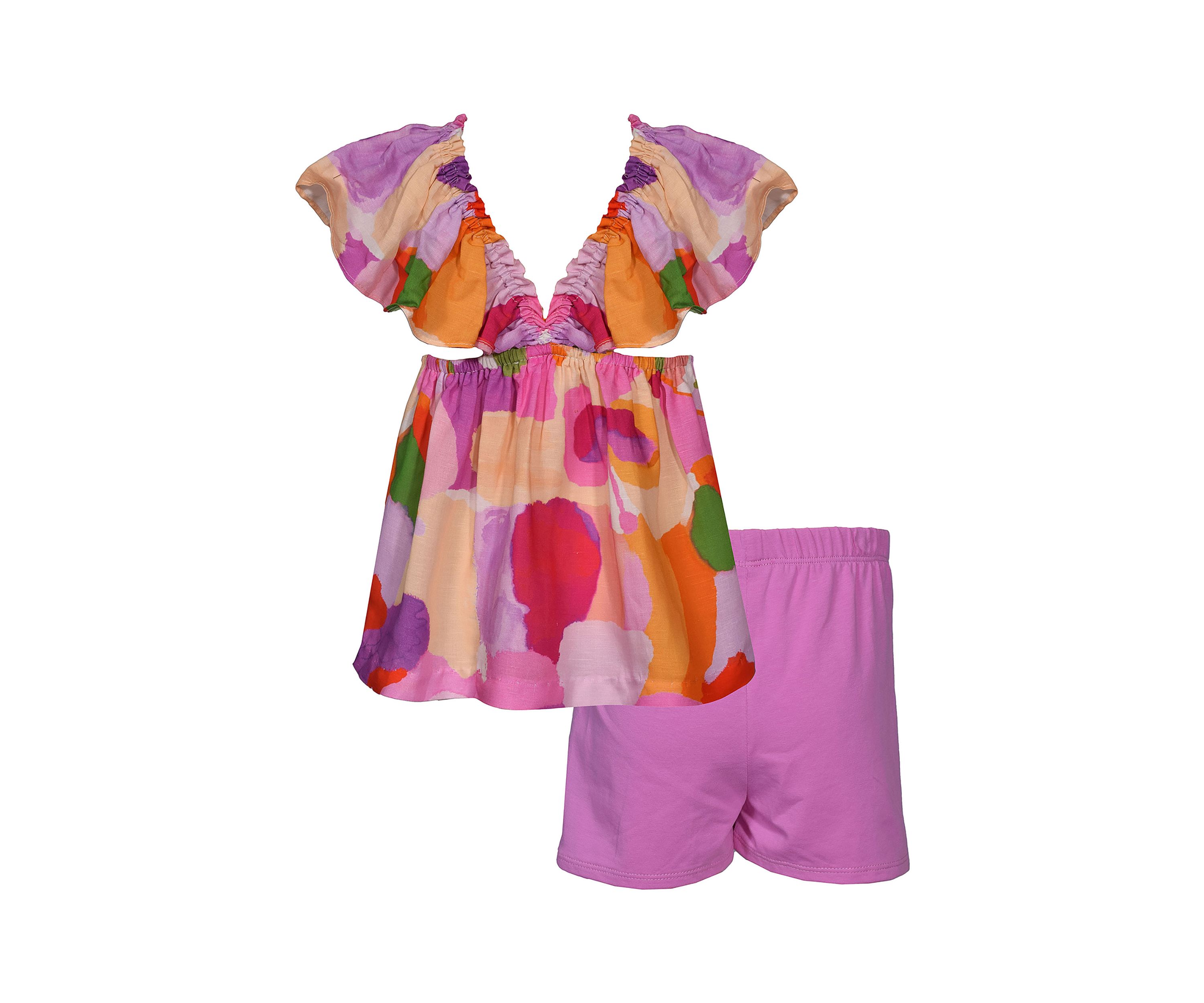 Girls 7-16 Printed Top and Solid Shorts Set