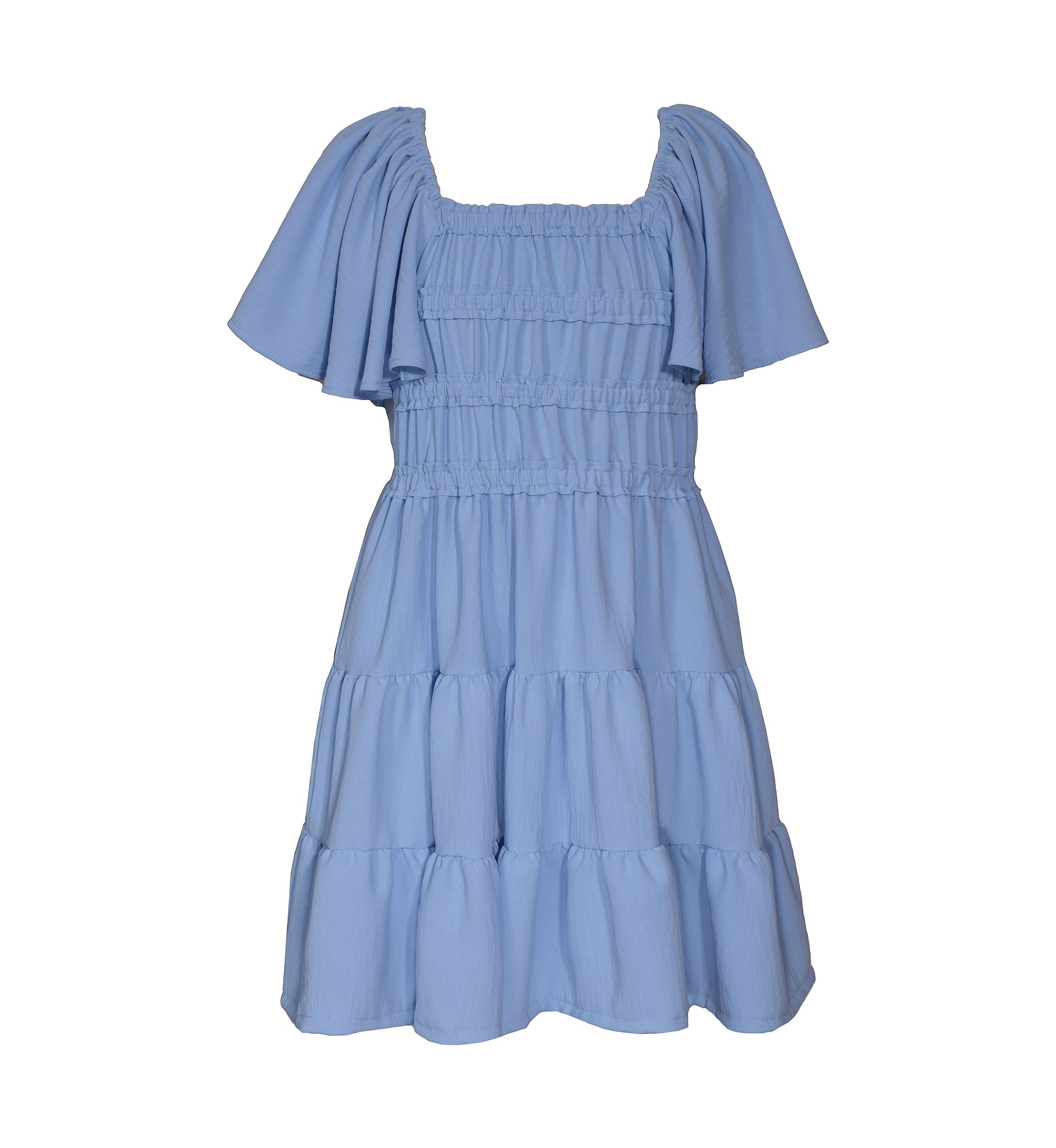 Girls 7-16 Bow Back Flare Sleeve Dress