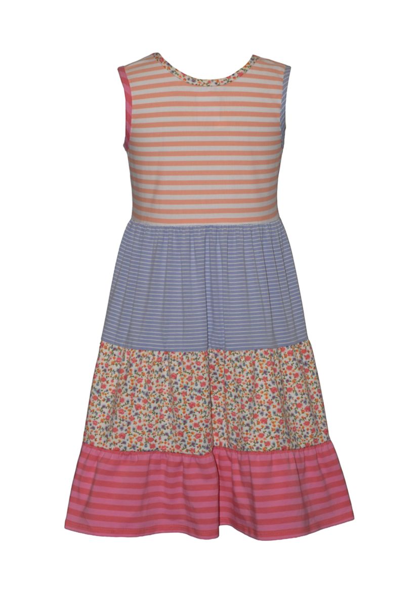 Bonnie Jean Girls 7-16 Knit Mash Up Dress, 8, Cotton
