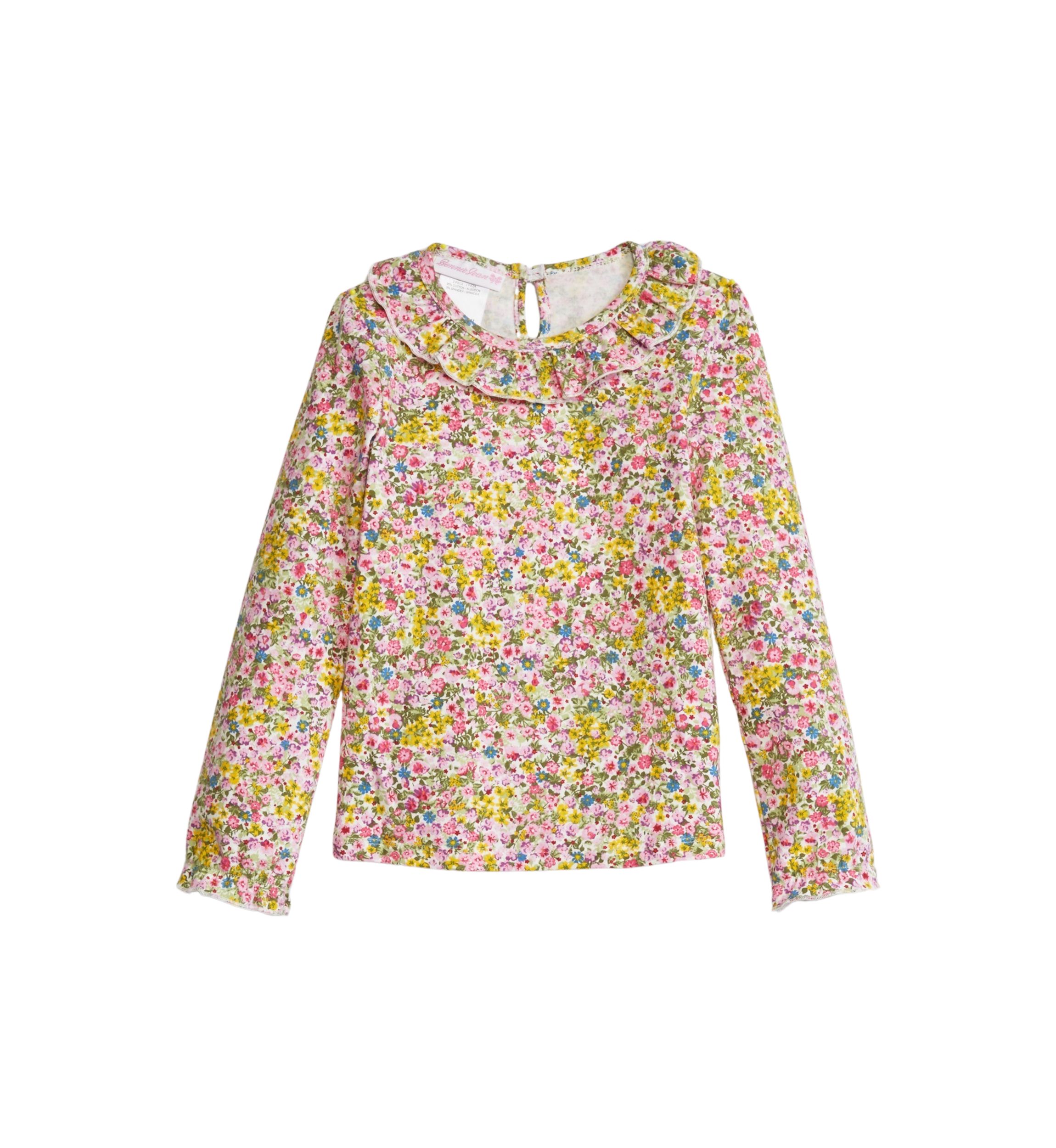 Girls 4-6x Long Sleeve Button Front Bib Printed Dress