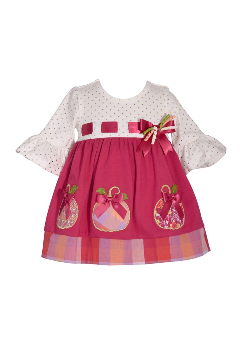 Girls 4-6x Bell Sleeve Foil Print Dress