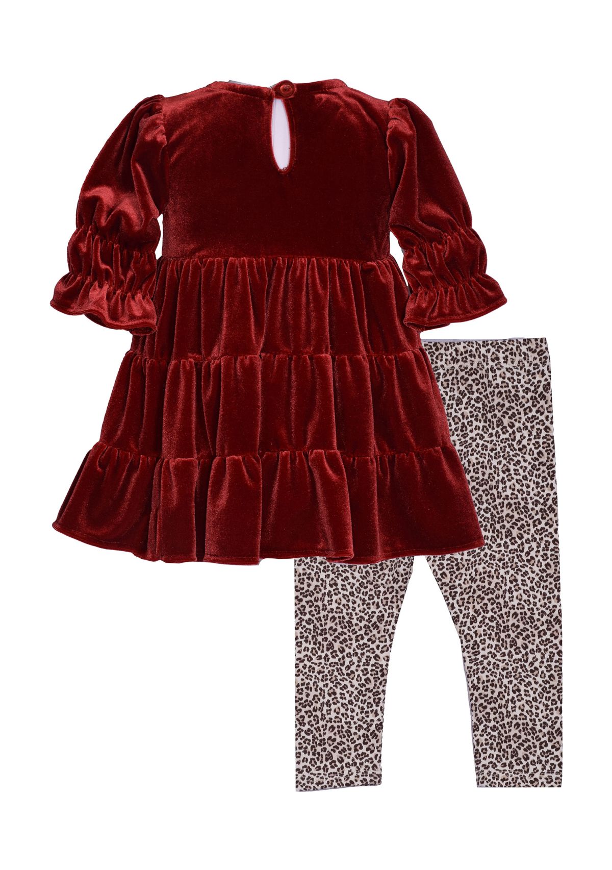 Girls 4-6x Stretch Velvet Top and Printed Leggings Set