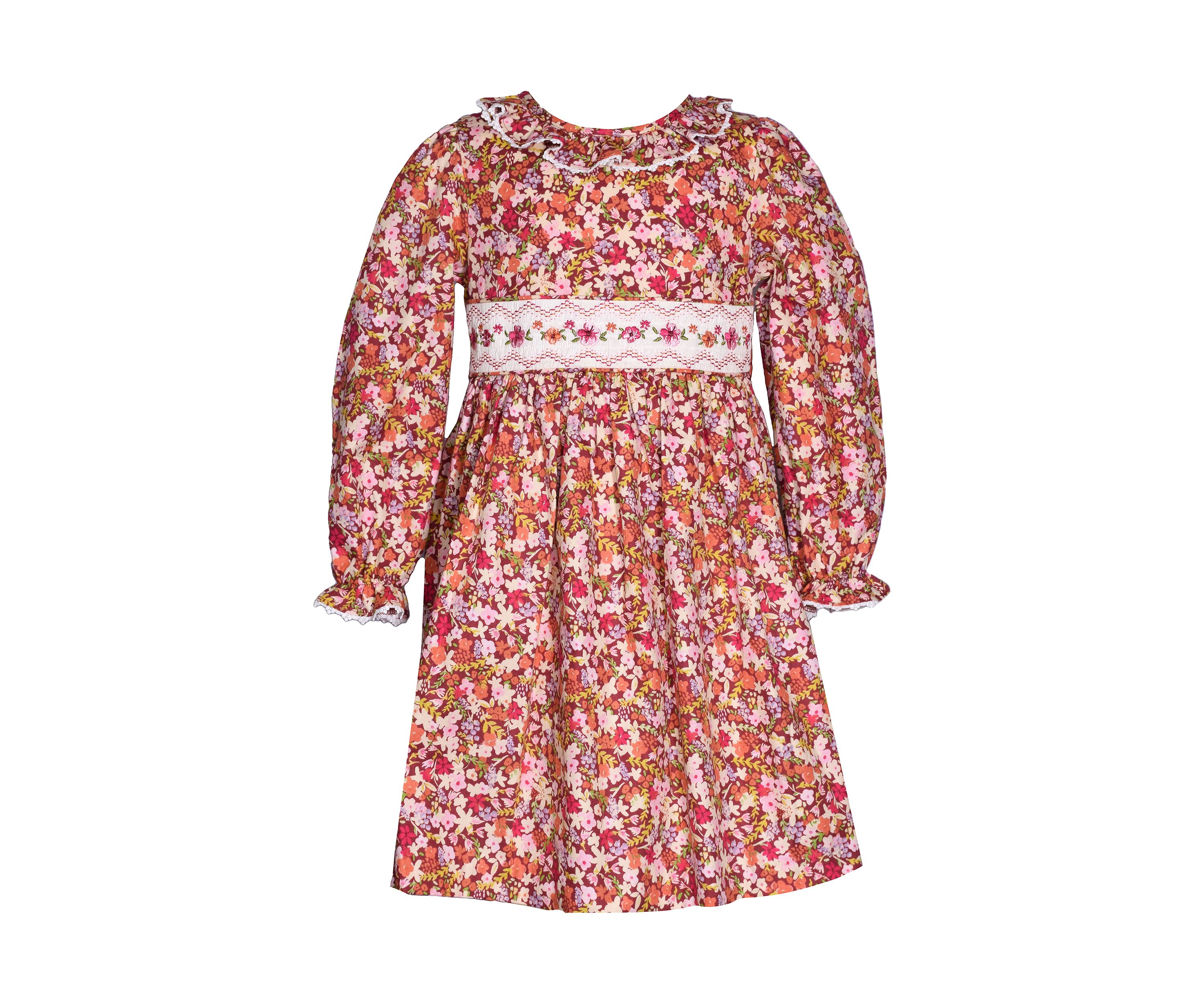 Girls 4-6x Smocked Floral Printed Dress