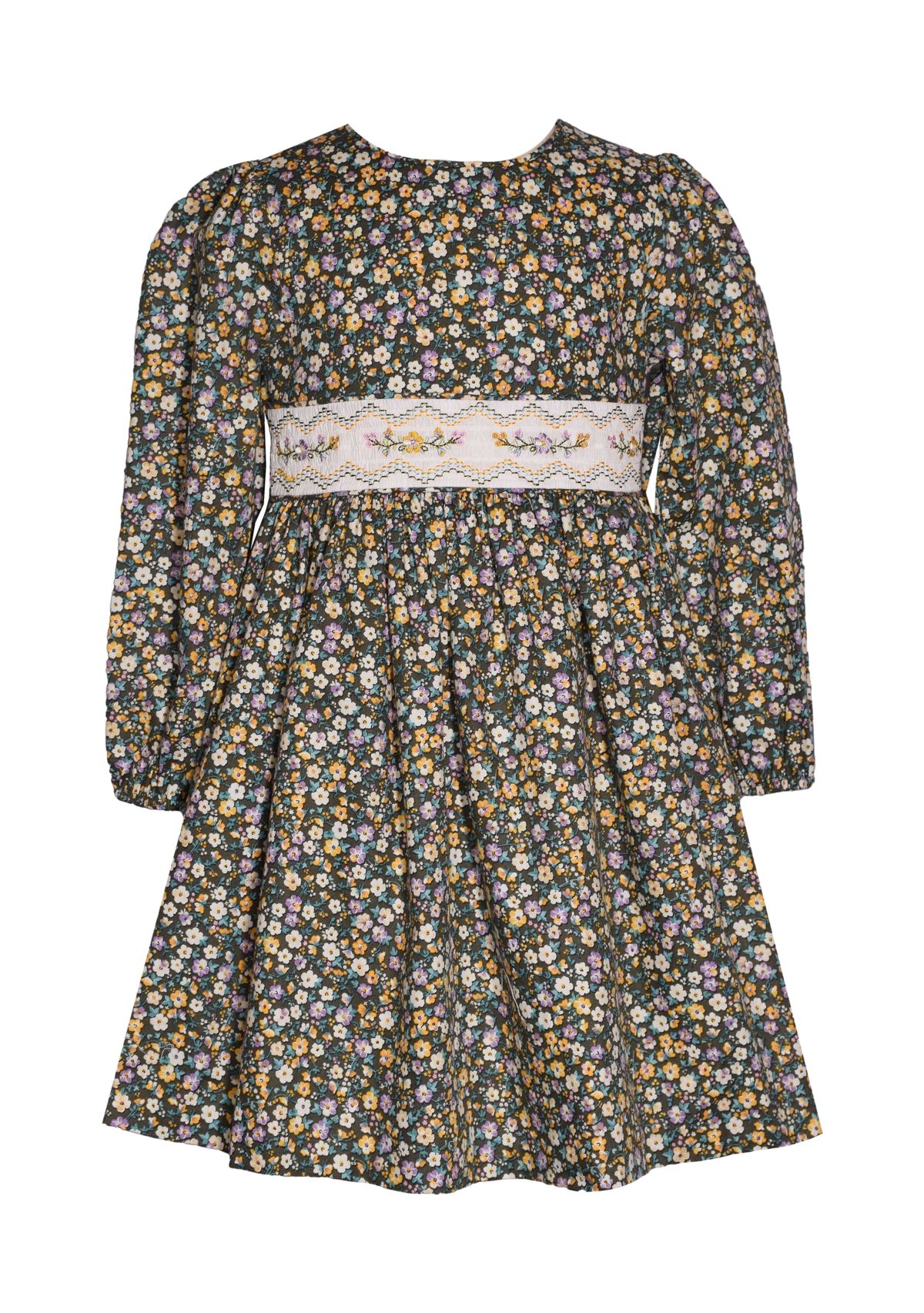 Girls 4-6x Floral Twill Smocked Dress
