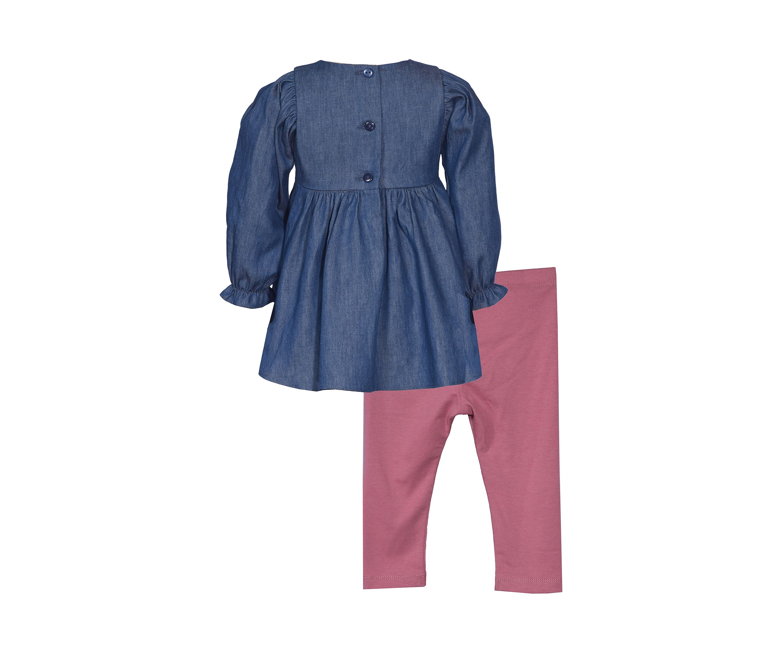 Girls 4-6x Embroidered Denim Top and Leggings Set