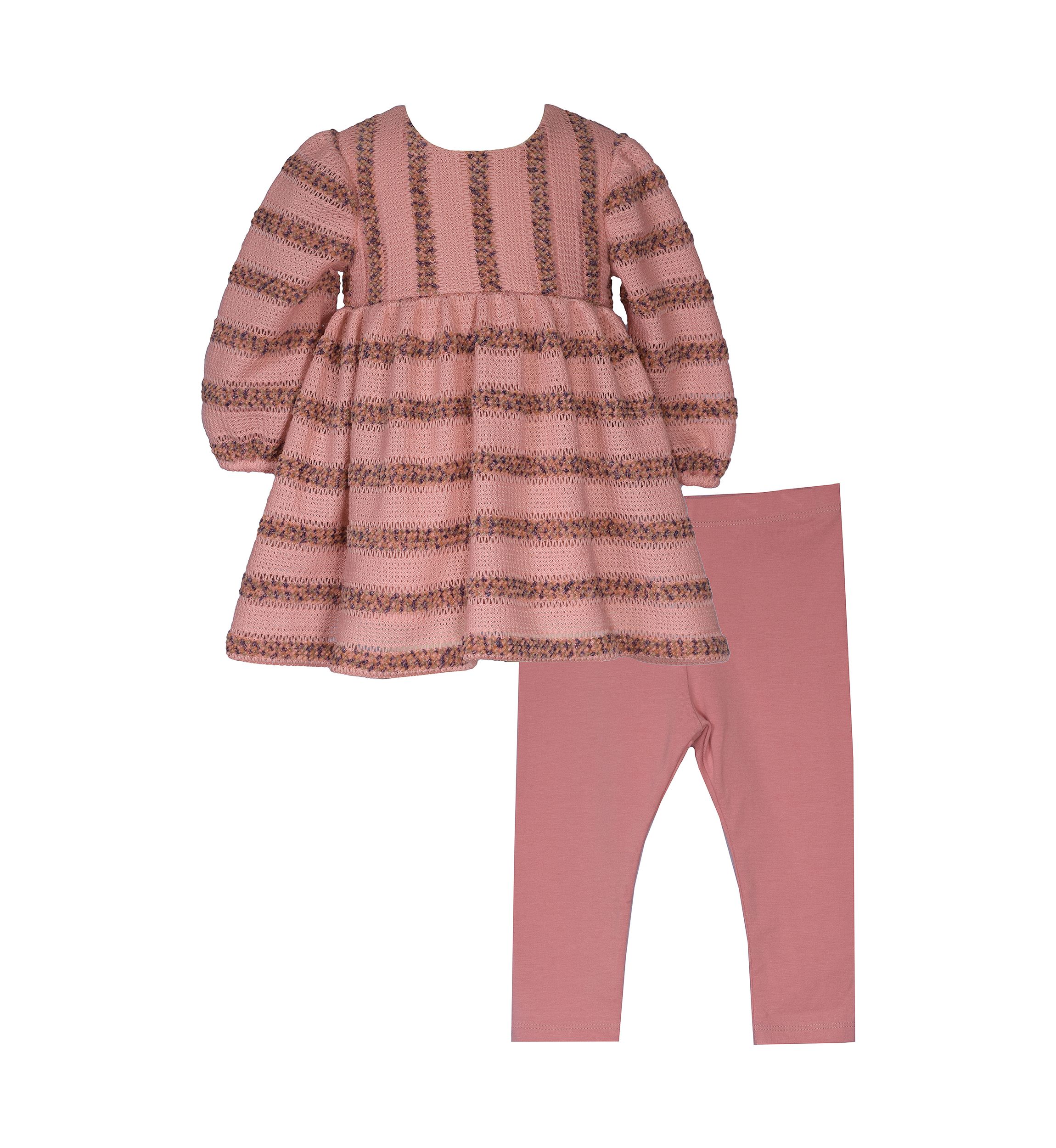 Girls 4-6x Stripe Sweater Knit Top and Leggings Set