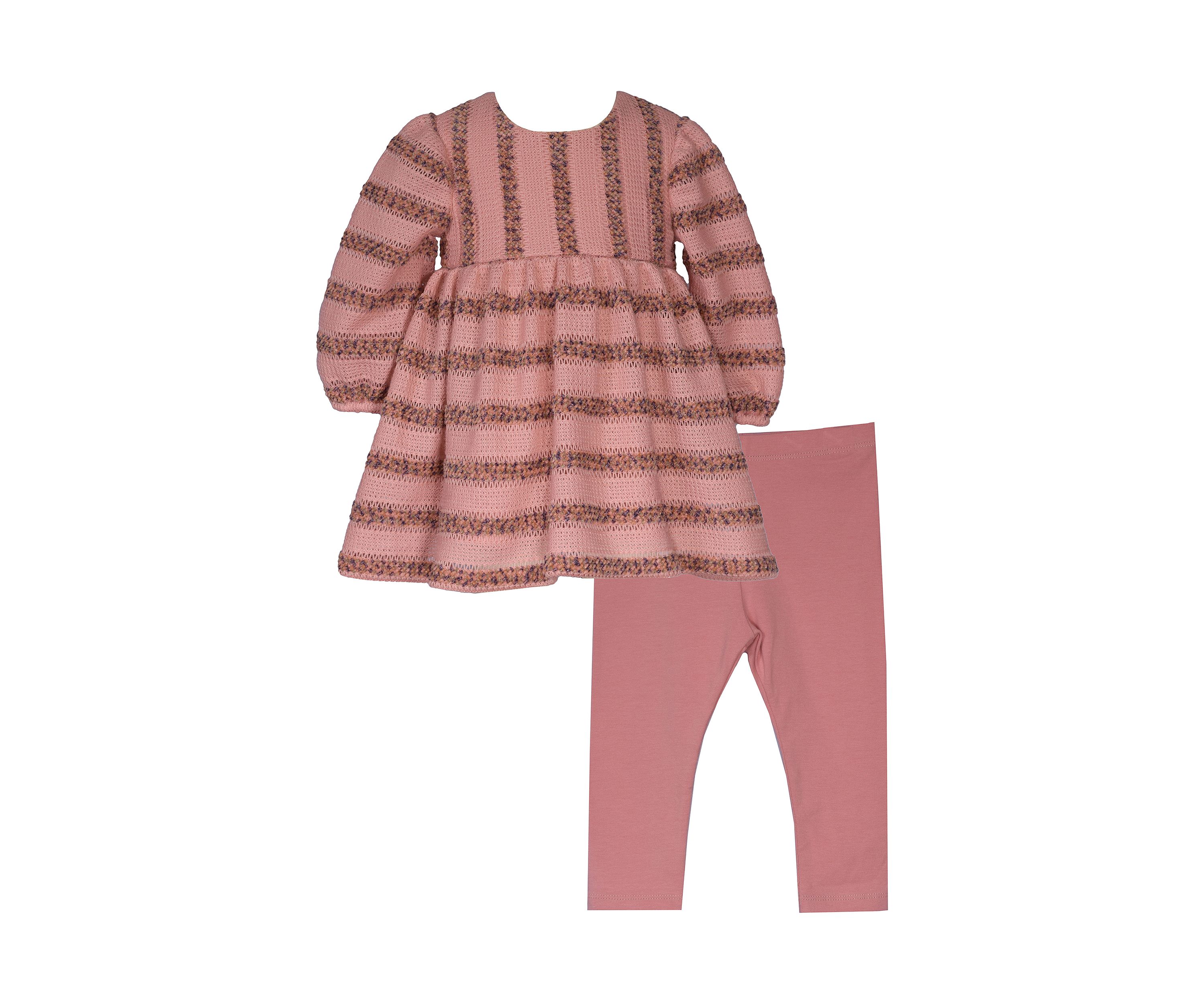Girls 4-6x Stripe Sweater Knit Top and Leggings Set
