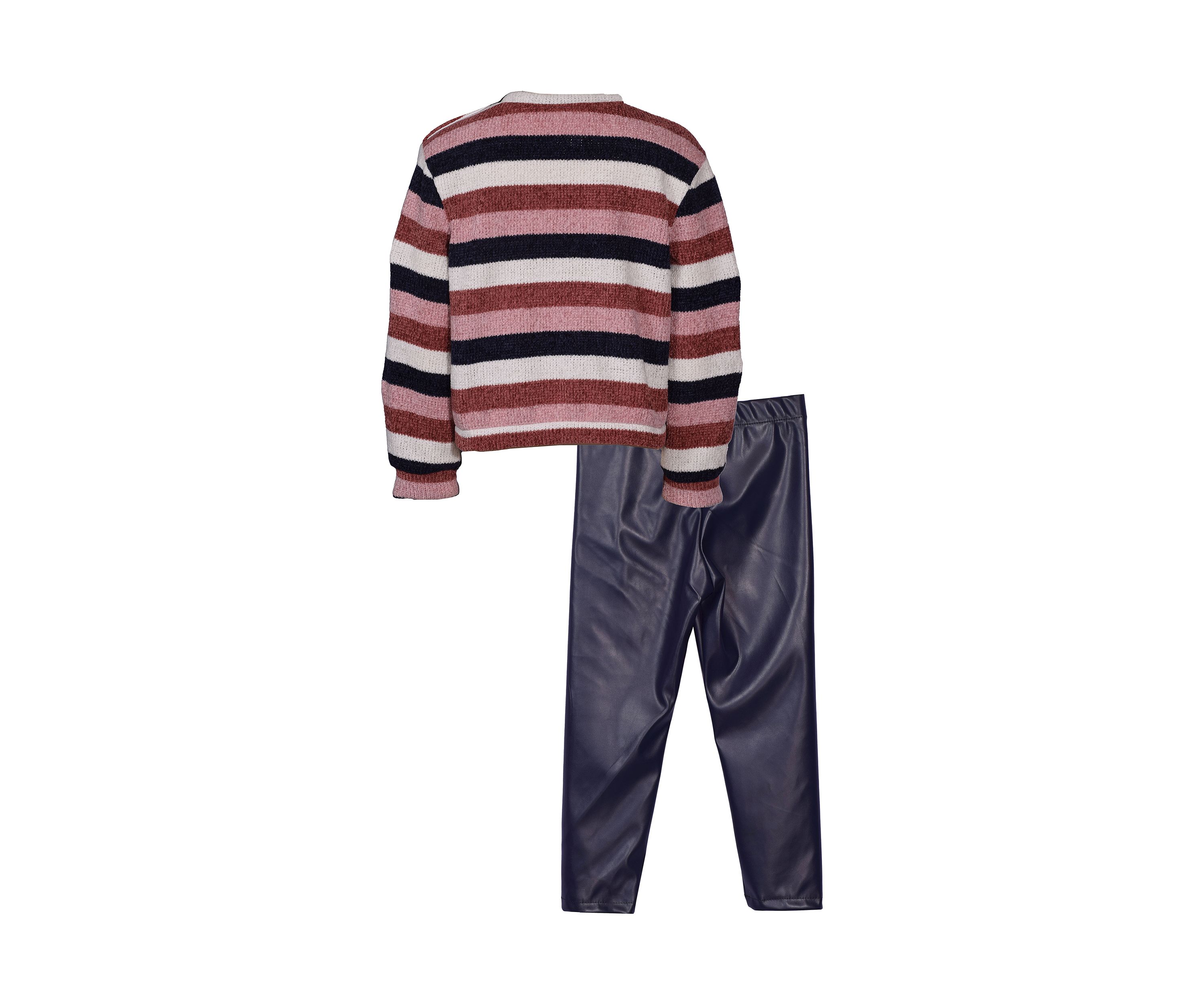 Girls 4-6x Chenille Striped Sweater and Leggings Set