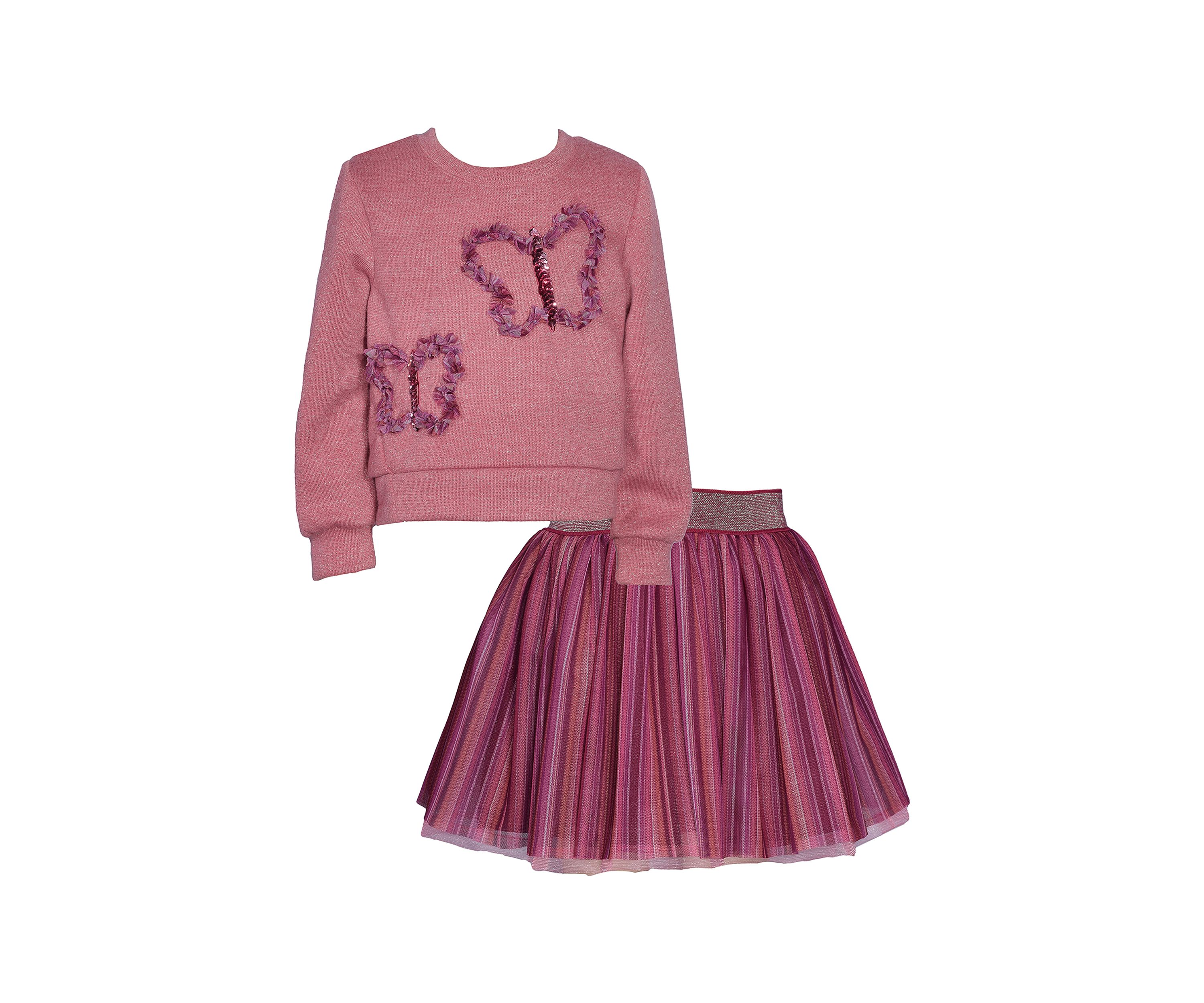 Girls 4-6x Butterfly Embroidered Sweater and Skirt Set