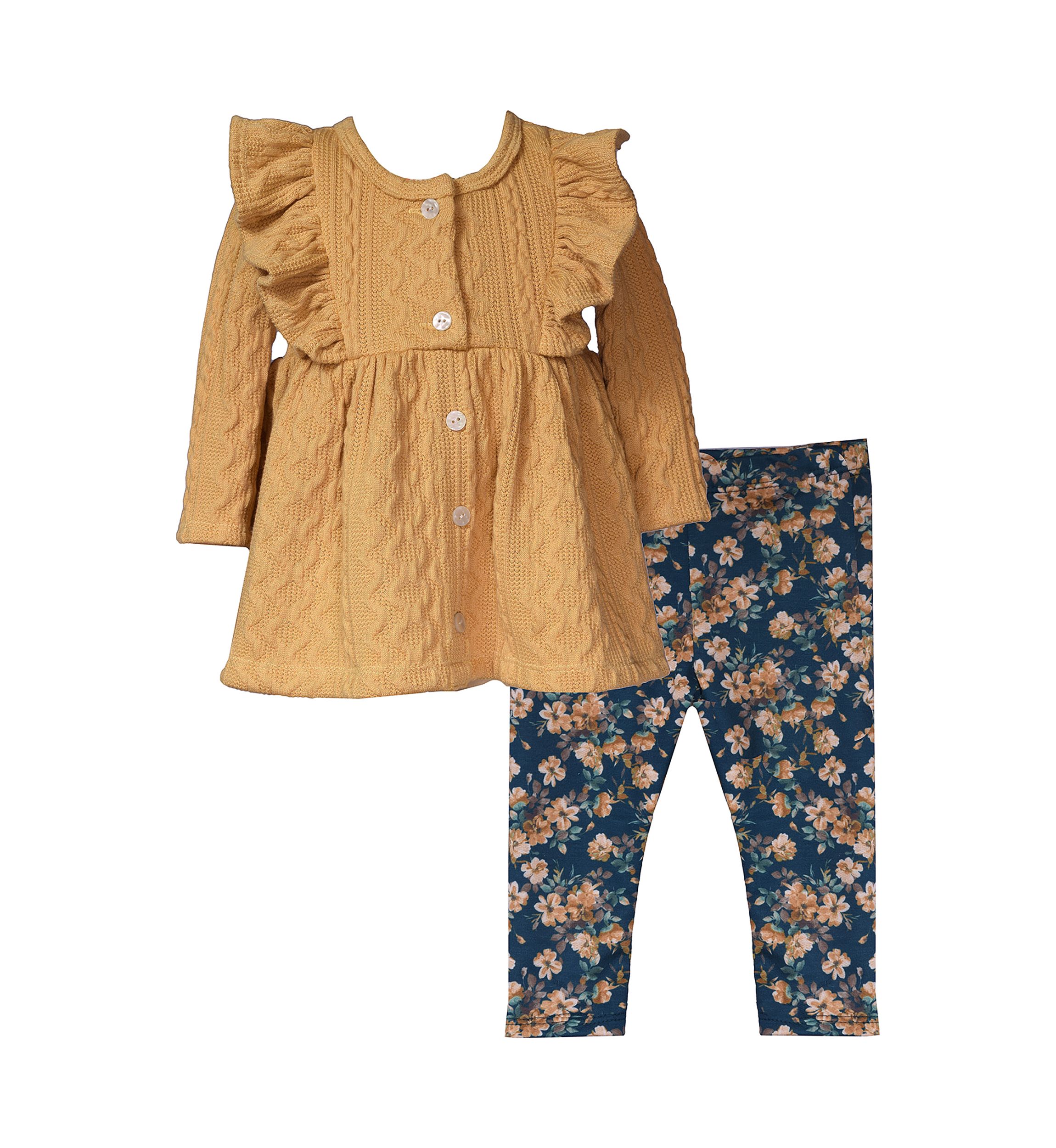 Girls 4-6x Pinafore Top and Printed Leggings Set