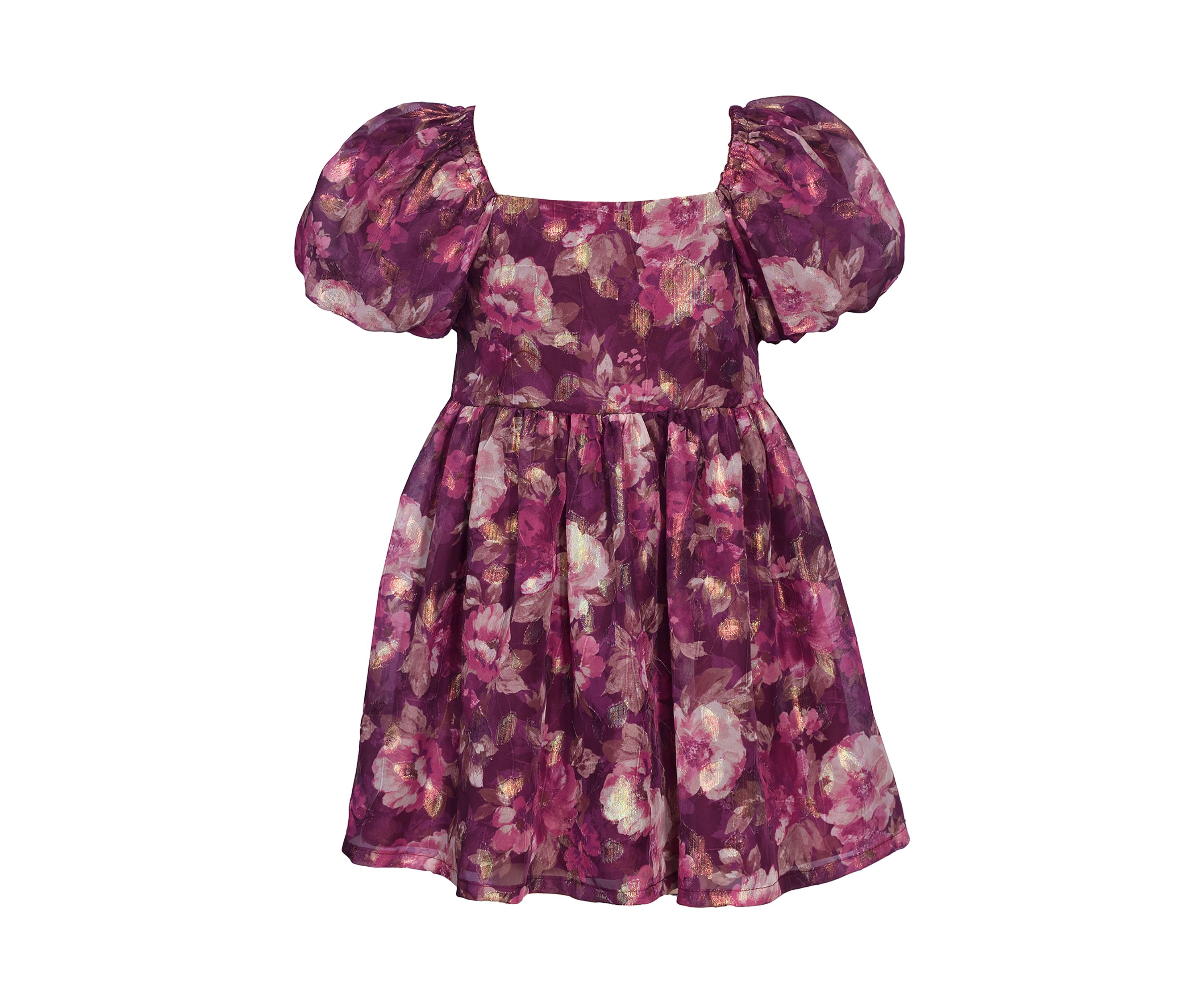Girls 4-6x Jacquard Chiffon Printed Ruffle Dress