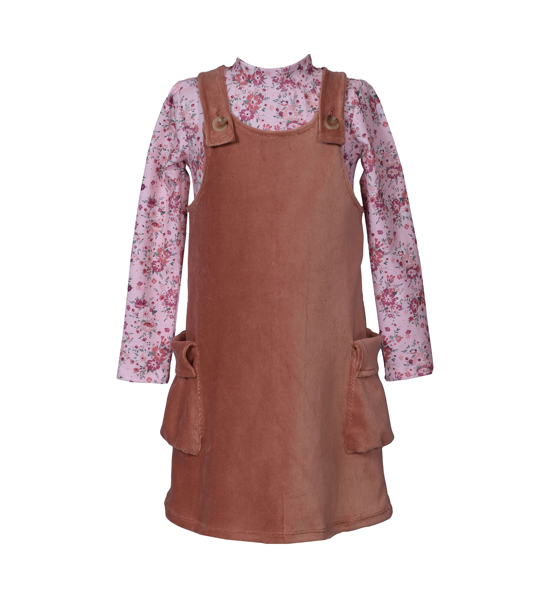 Girls 4-6x Knit Jumper Dress with Printed Top