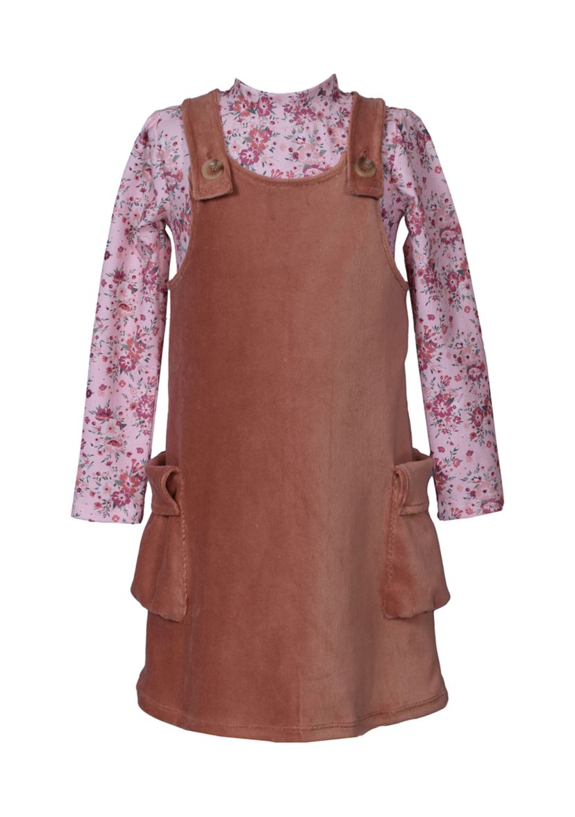 Girls 4-6x Knit Jumper Dress with Printed Top
