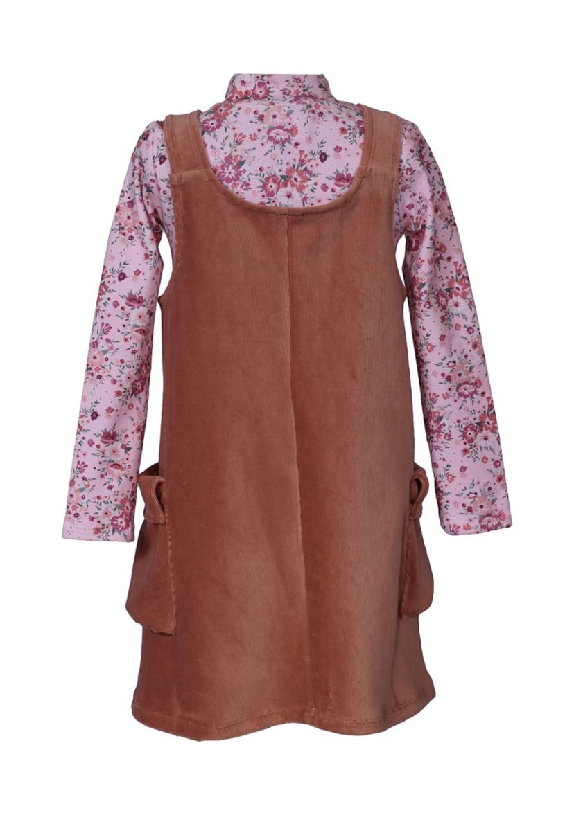 Girls 4-6x Knit Jumper Dress with Printed Top