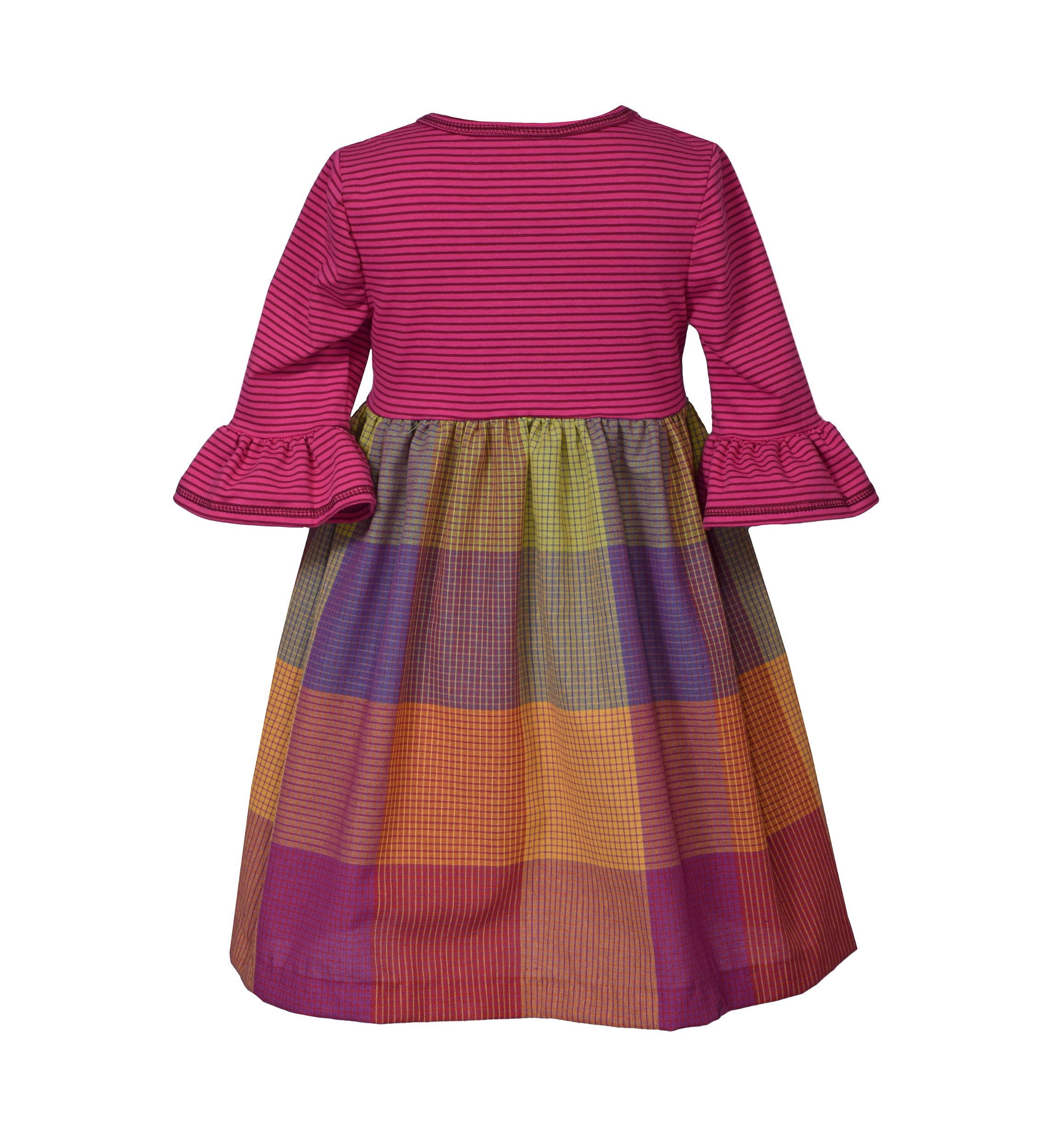 Girls 4-6x Bright Stripe Top to Plaid Skirt Dress
