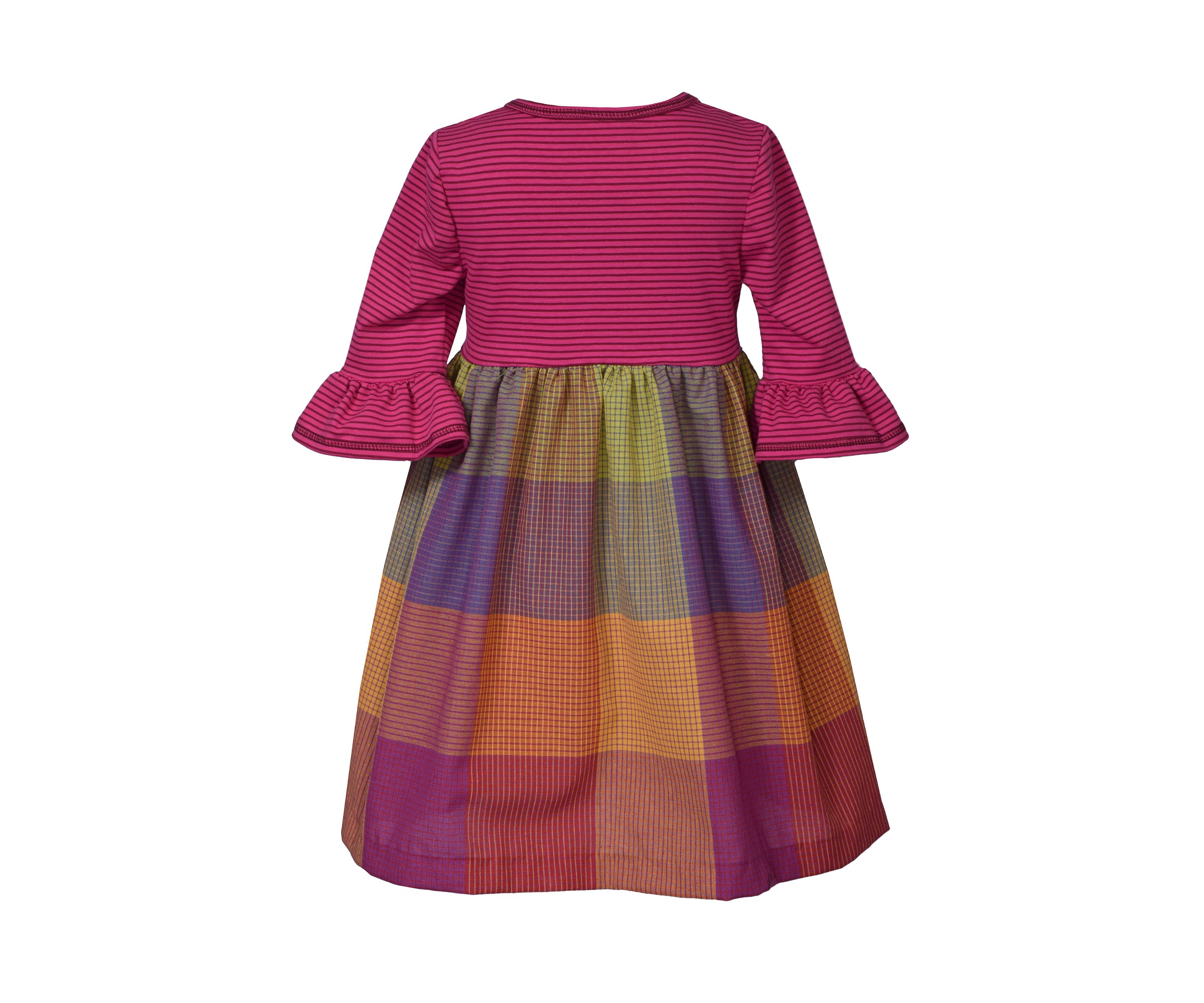Girls 4-6x Bright Stripe Top to Plaid Skirt Dress