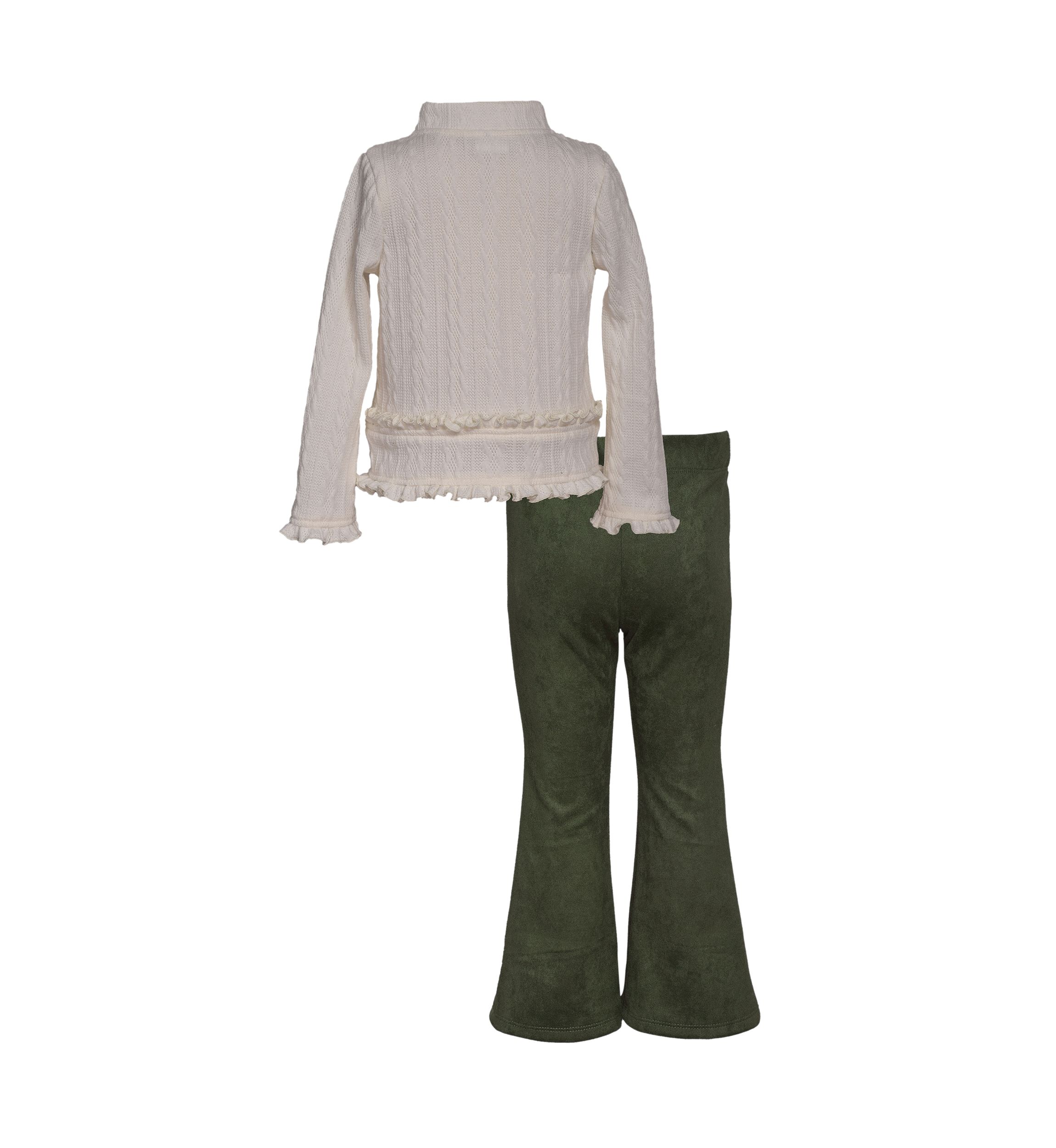 Girls 4-6x Ruffle Knit Top and Faux Suede Pants Set