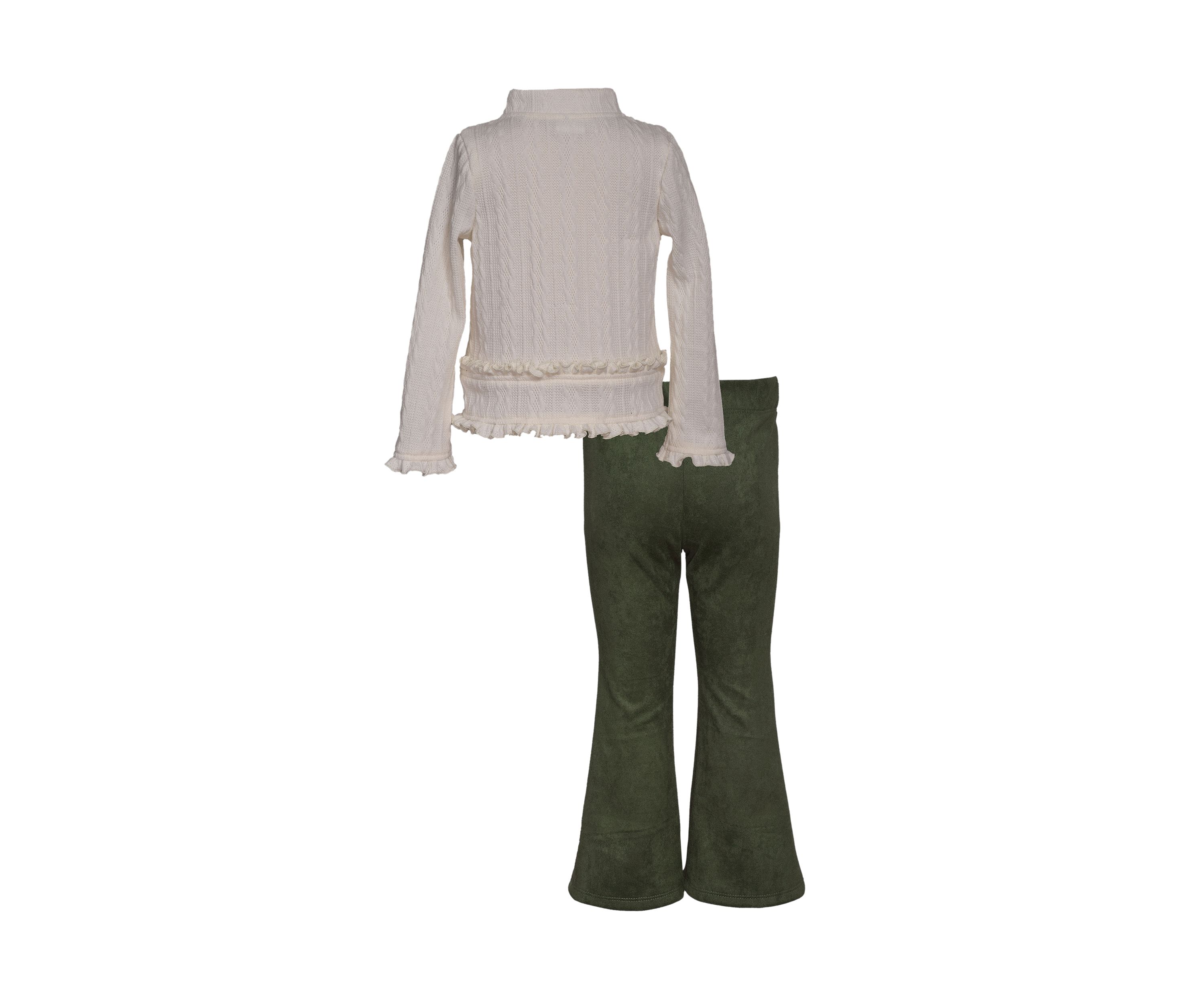 Girls 4-6x Ruffle Knit Top and Faux Suede Pants Set