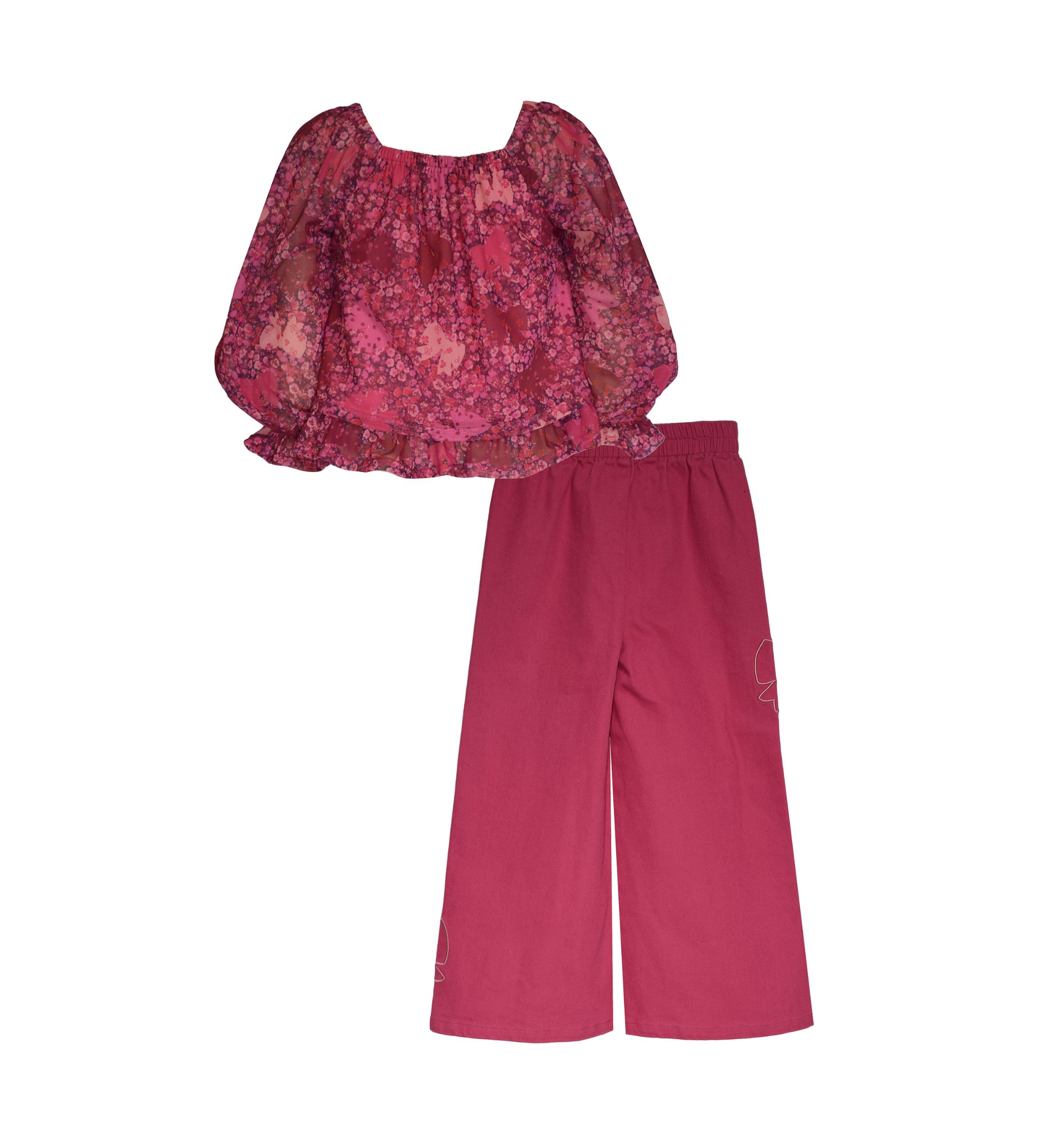 Girls 4-6x Printed Top and Wide Leg Pants Set