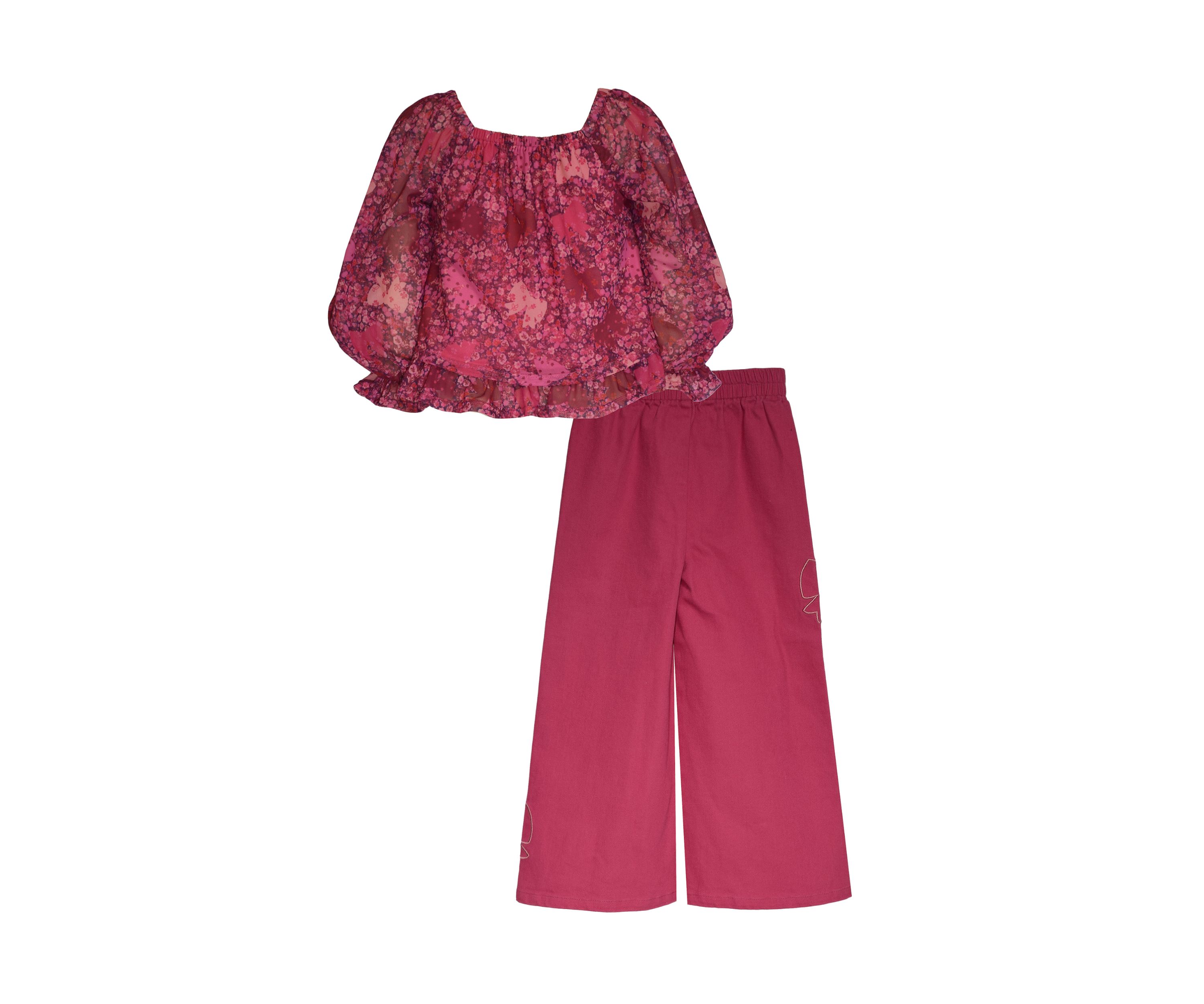 Girls 4-6x Printed Top and Wide Leg Pants Set