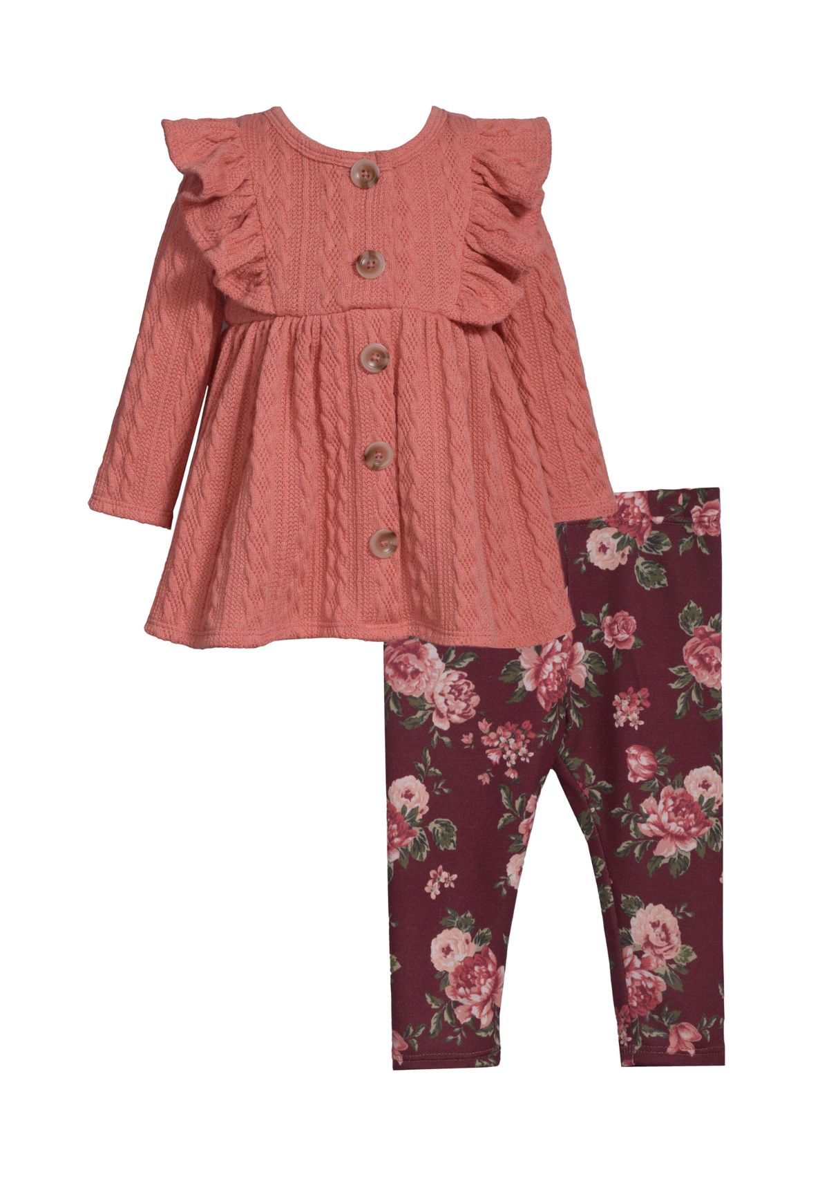 Girls 4-6x Button Front Top and Printed Leggings Set