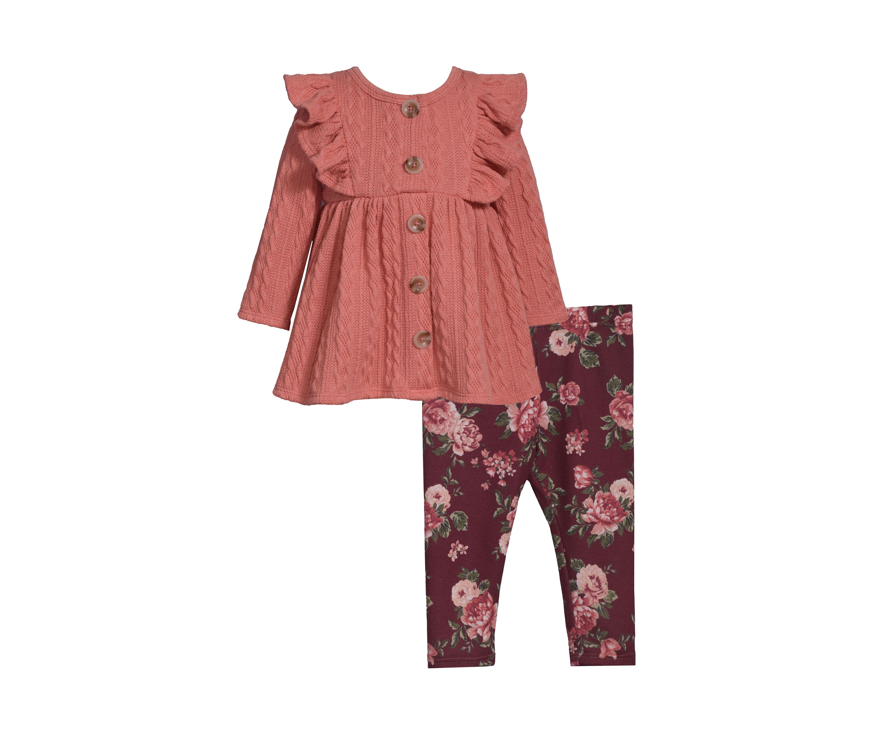 Girls 4-6x Button Front Top and Printed Leggings Set