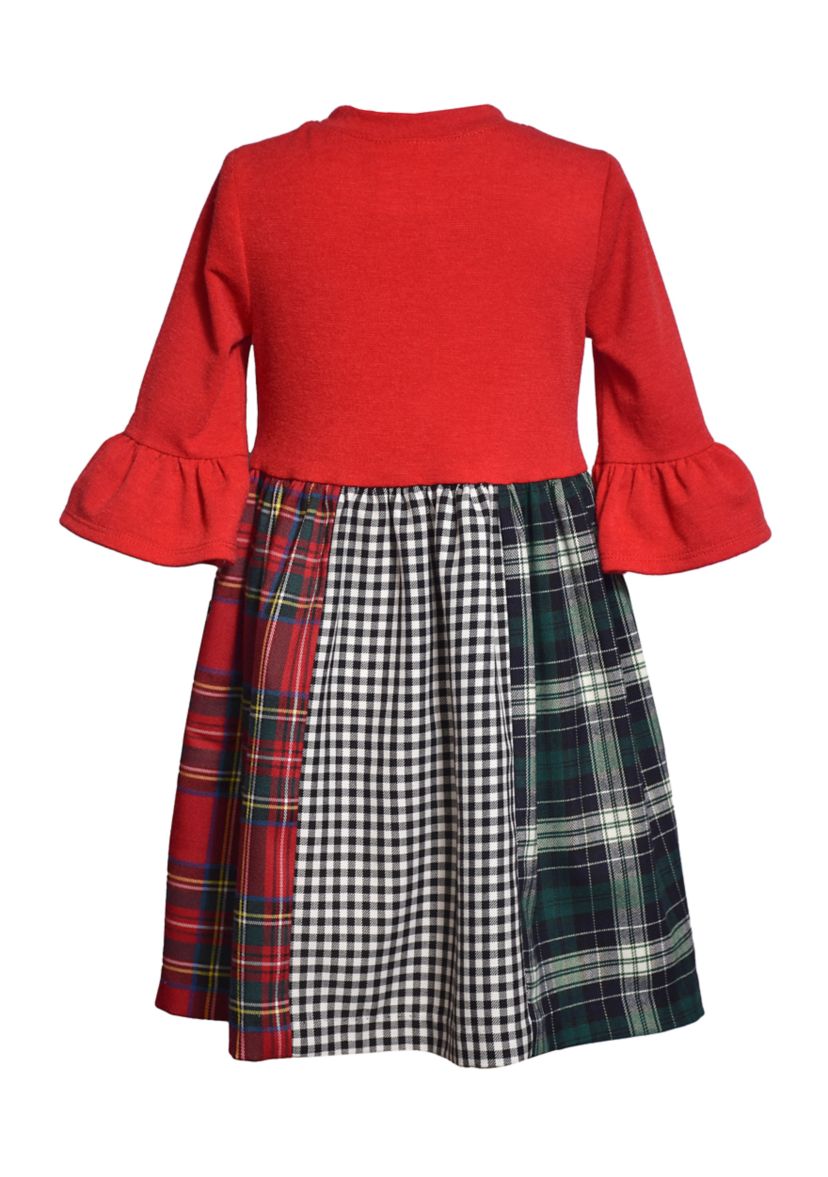 Girls 4-6x Mixed Plaid Holiday Dress
