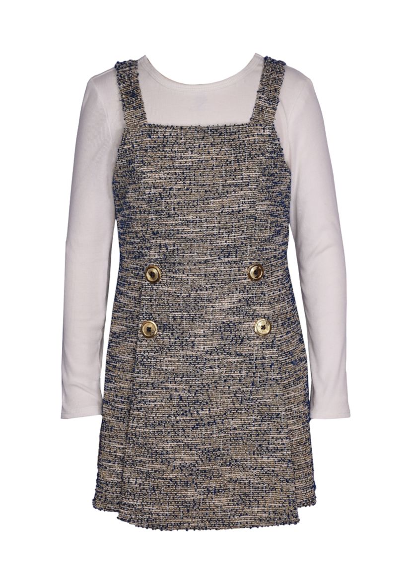 Girls 7-16 Rib Knit Boucle Jumper
