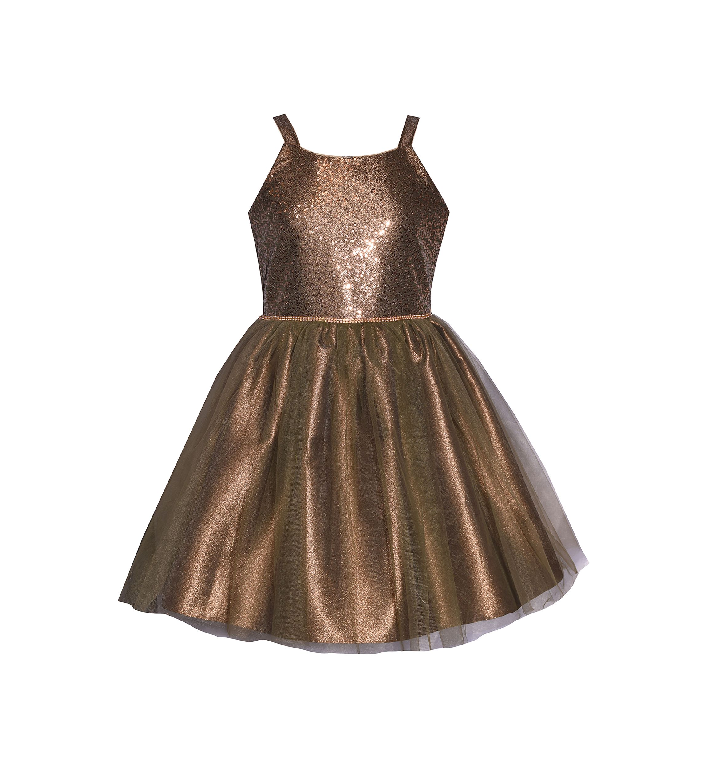 Girls 7-16 Sleeveless Sequin Ballet Top with Mesh Skirt Dress