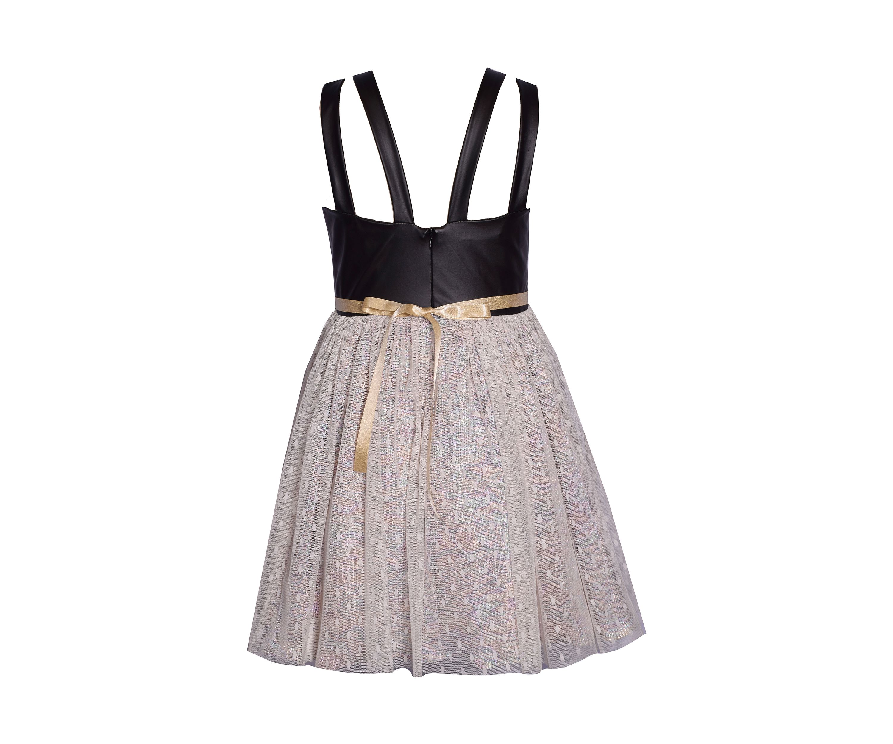 Girls 7-16 Faux Leather Dress with Sparkle Skirt