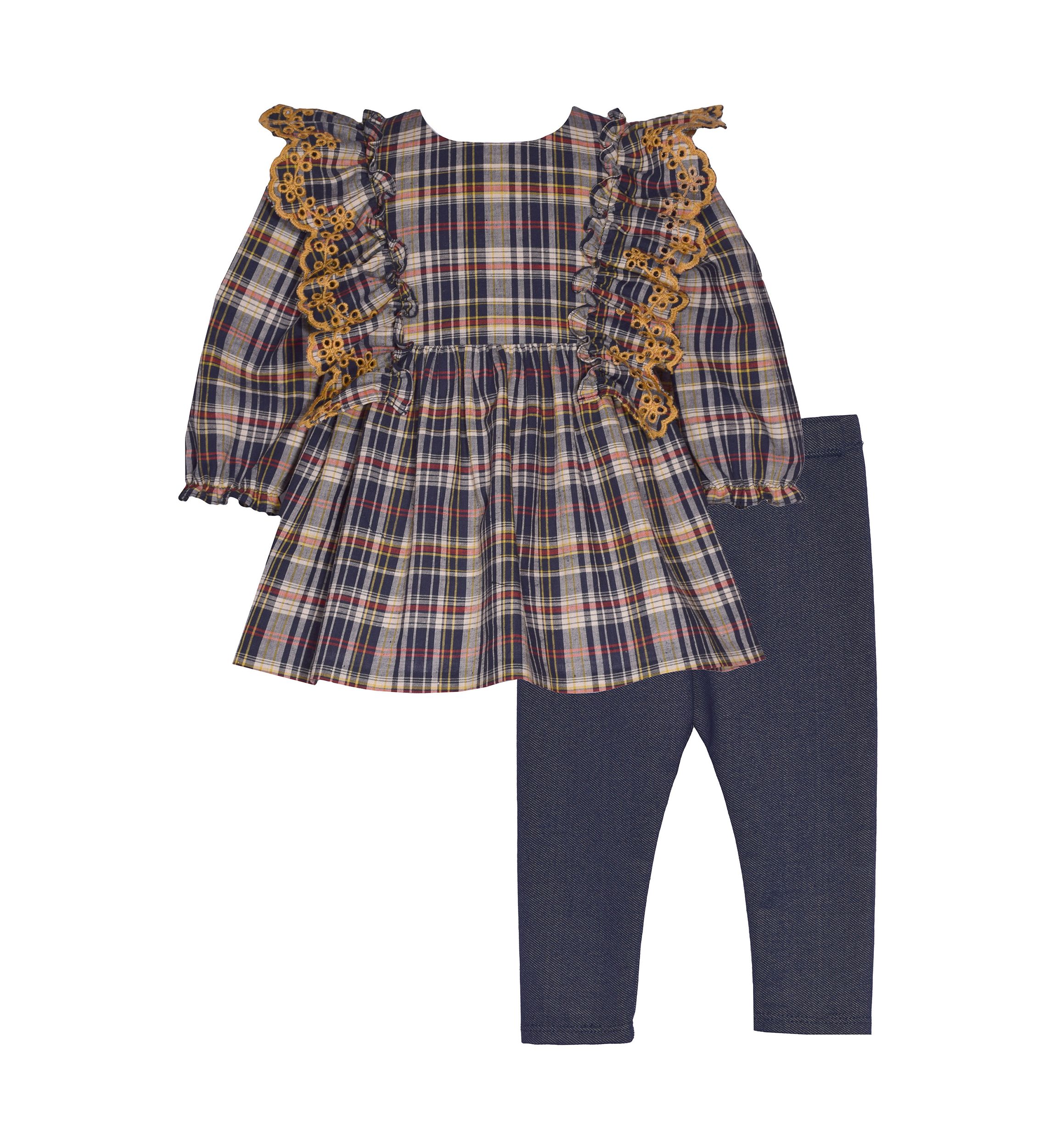 Girls 7-16 Plaid Top and Leggings Set