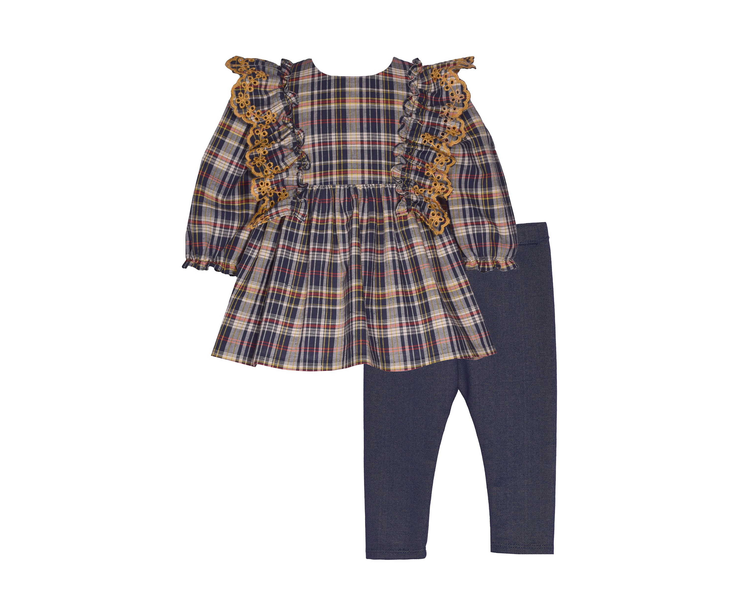 Girls 7-16 Plaid Top and Leggings Set