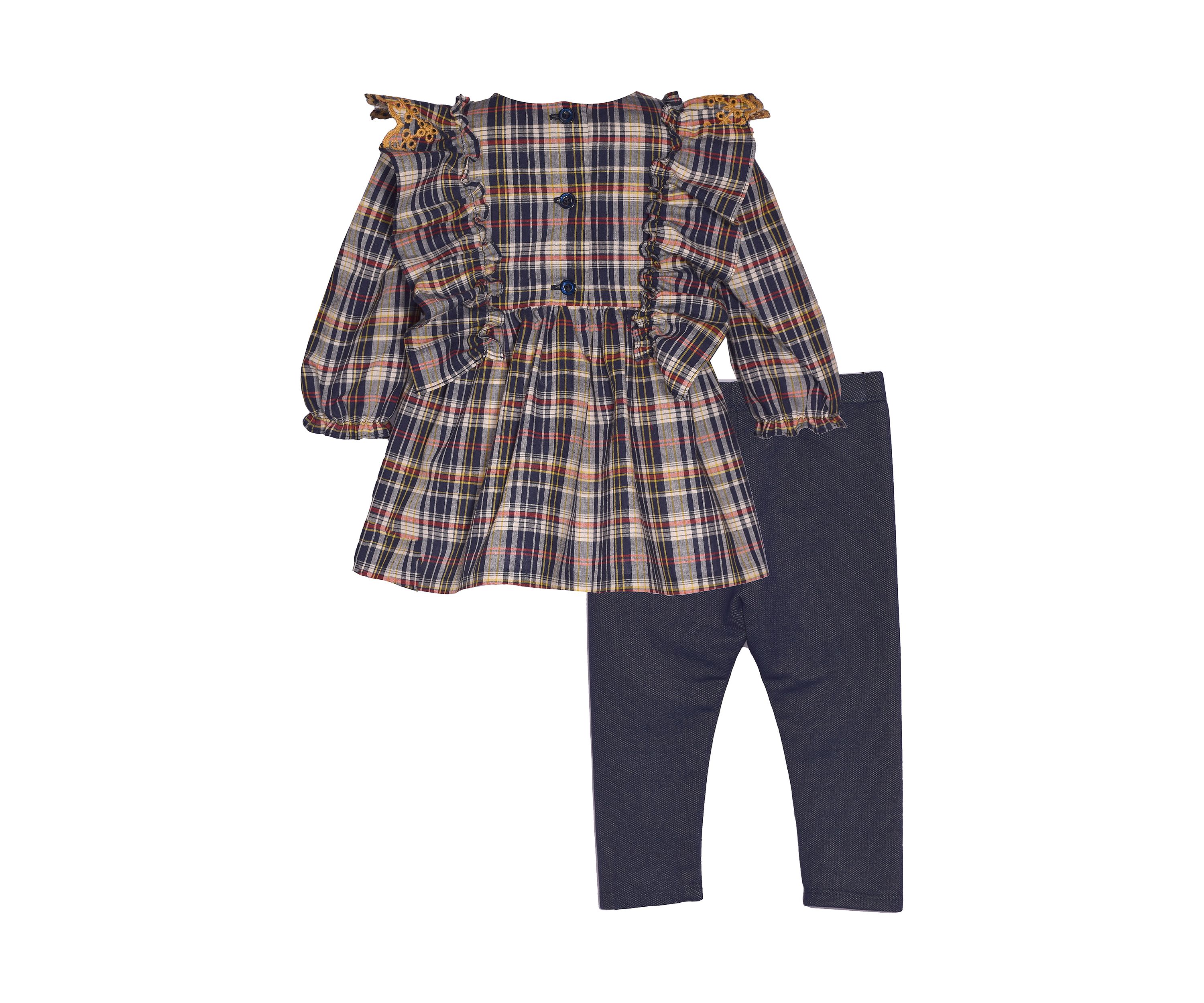 Girls 7-16 Plaid Top and Leggings Set