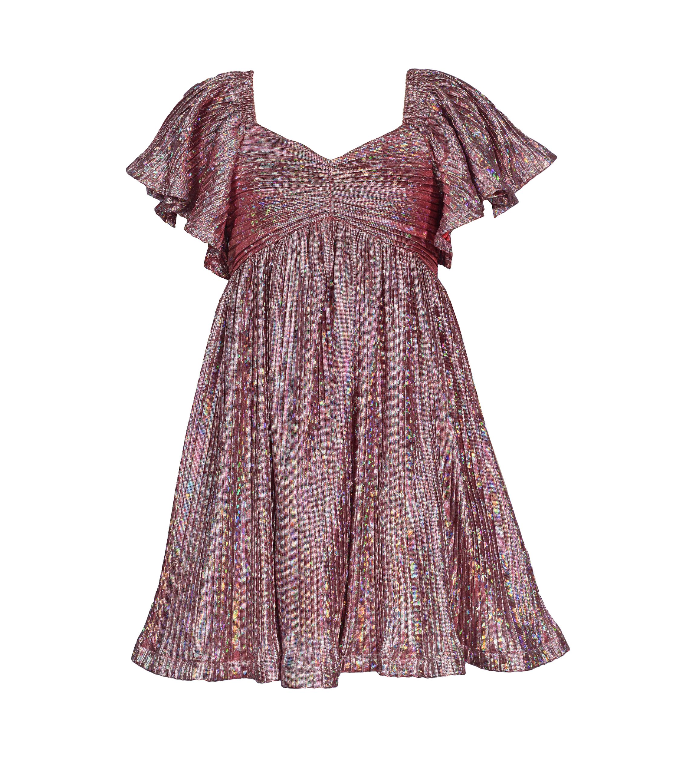 Girls 7-16 Flutter Sleeve Bodre Dress