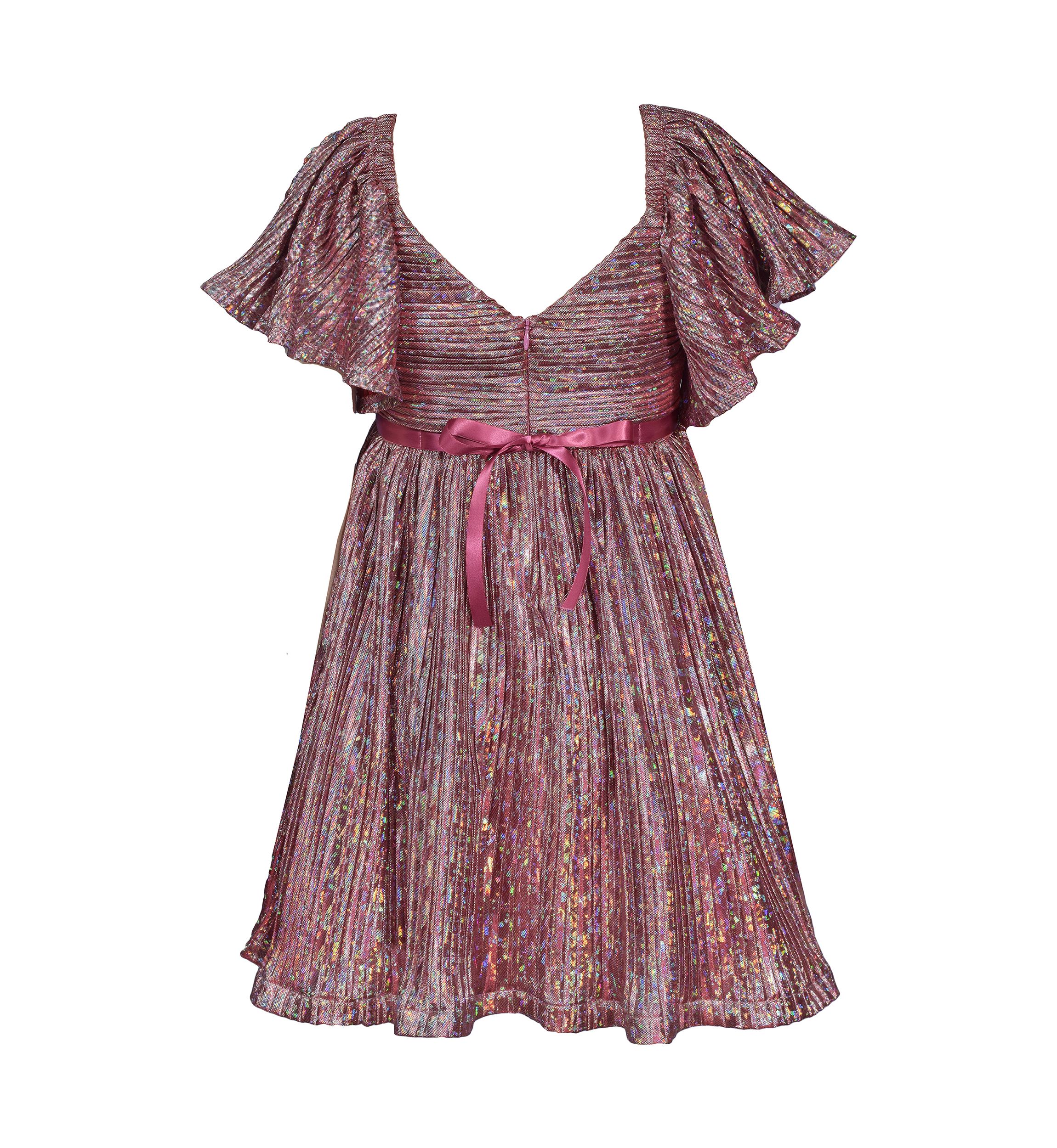 Girls 7-16 Flutter Sleeve Bodre Dress