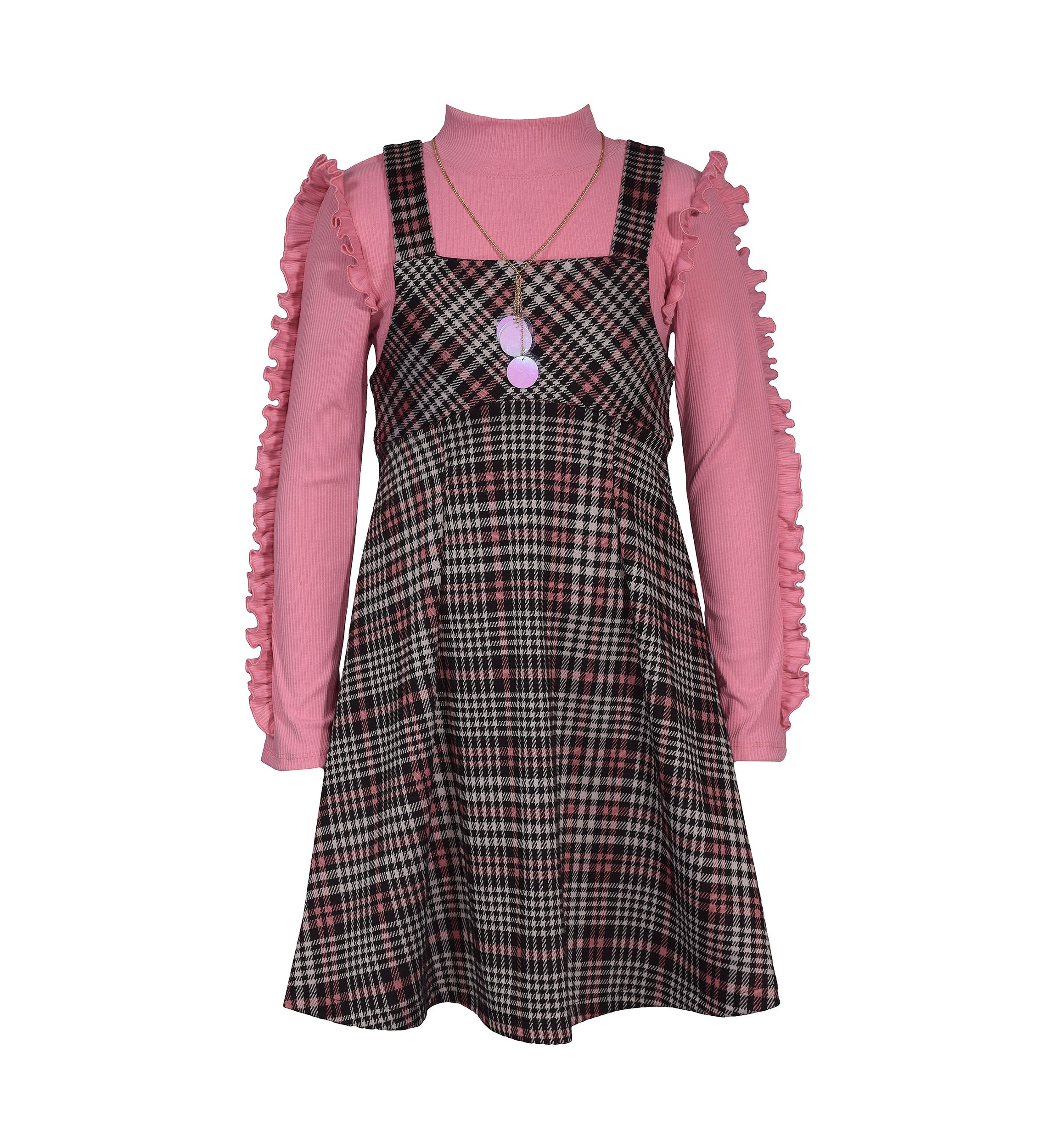 Girls 7-16 Ruffle Printed Jumper Dress