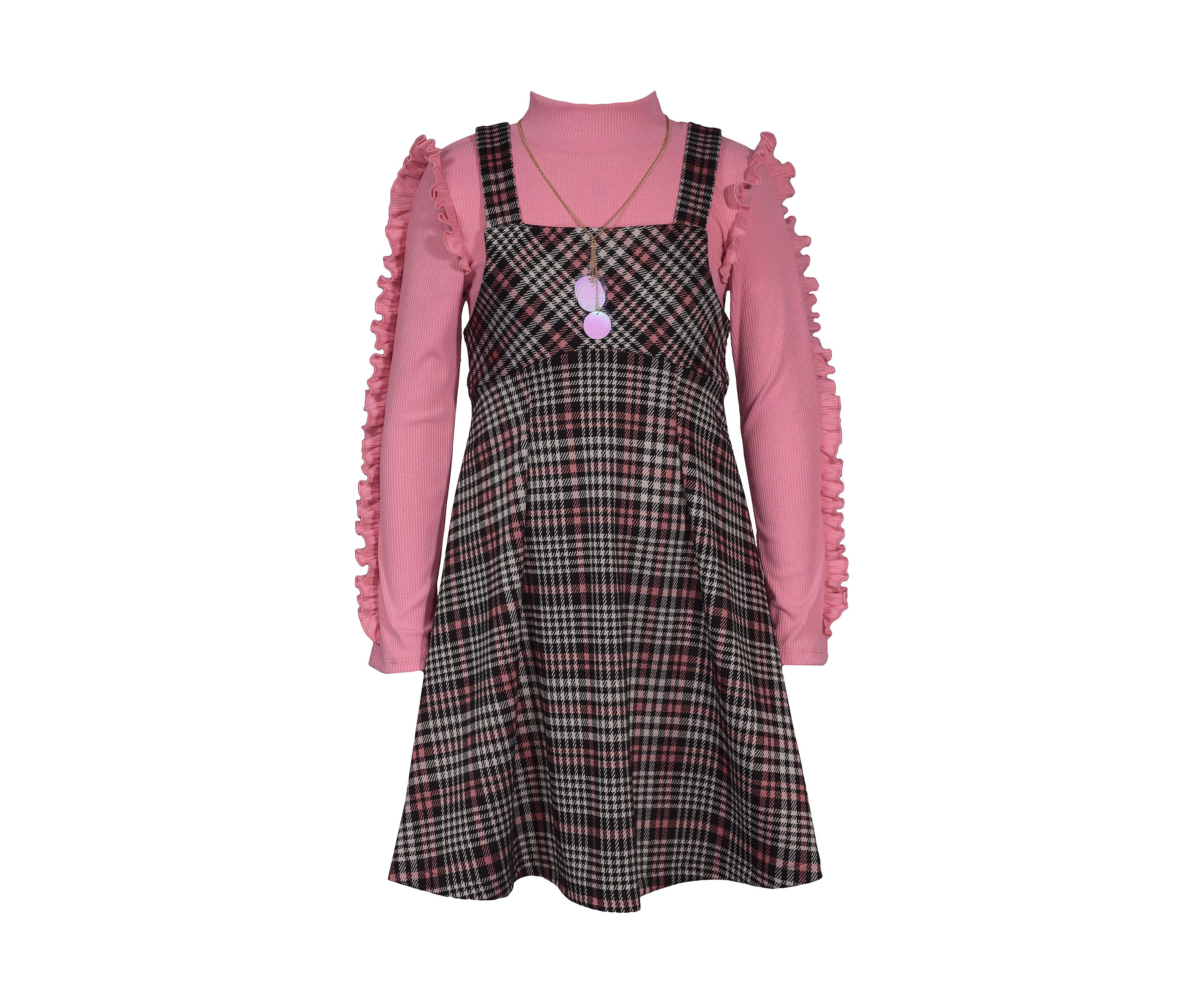 Girls 7-16 Ruffle Printed Jumper Dress
