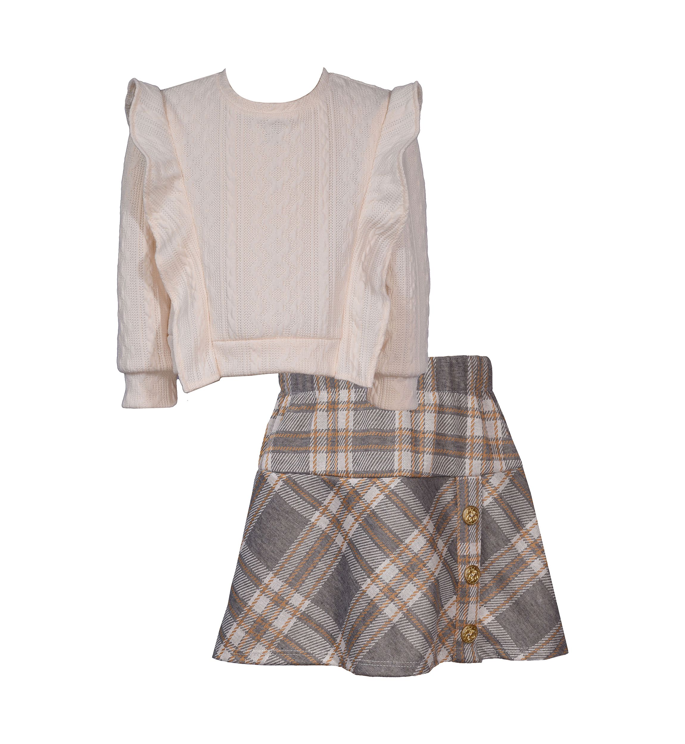Girls 7-16 Sweater Knit Top and Printed Skirt