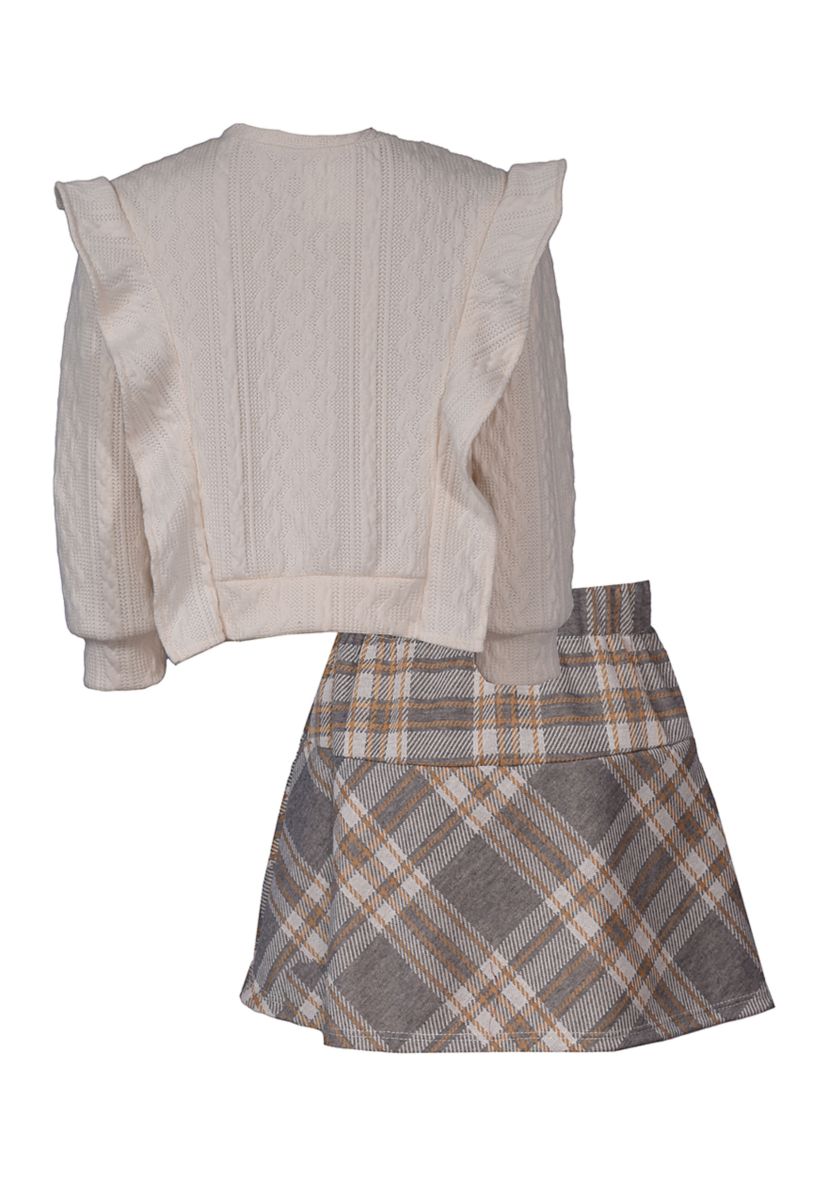 Girls 7-16 Sweater Knit Top and Printed Skirt