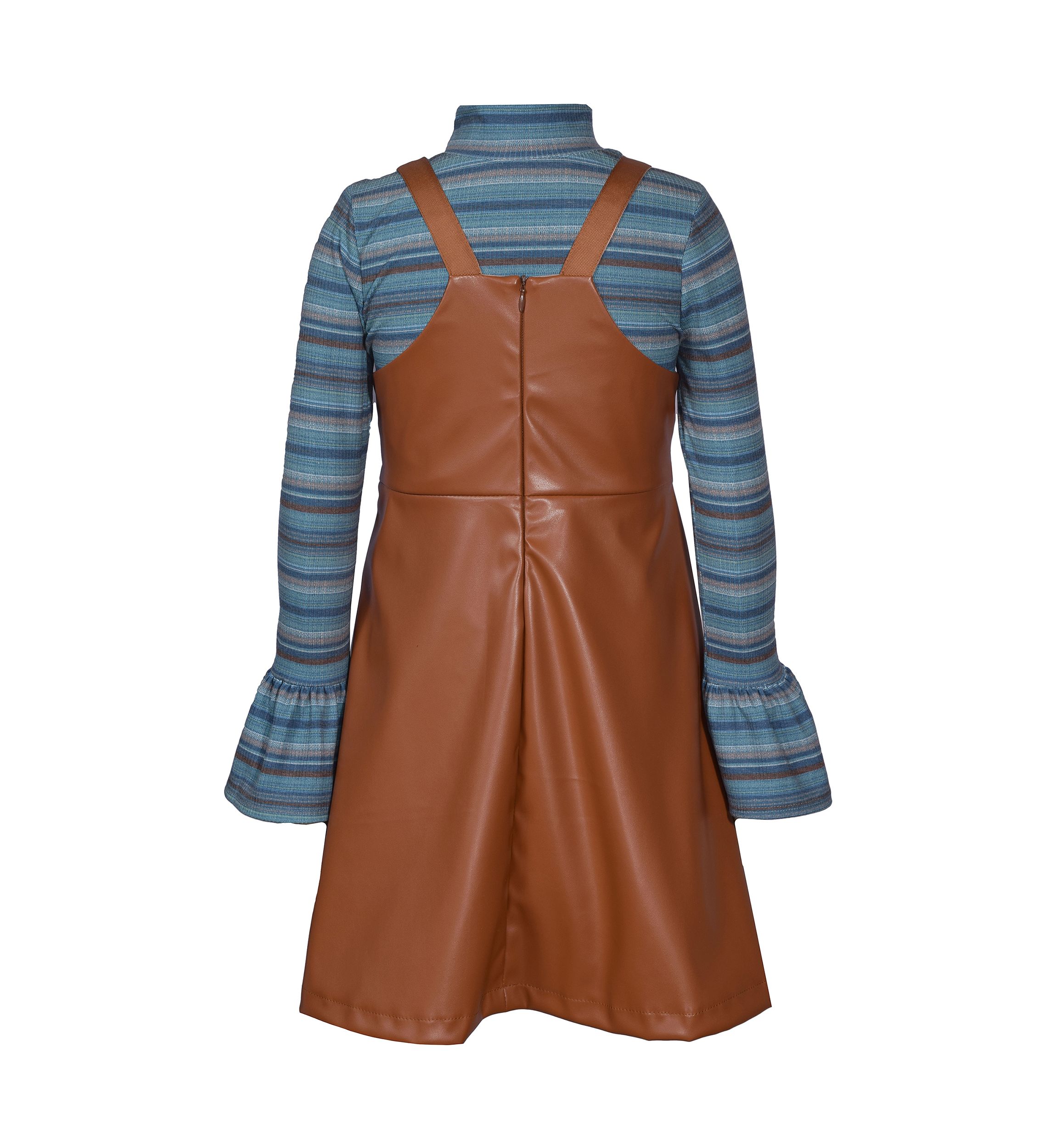 Girls 7-16 Pleather Cross Bodice Jumper Dress