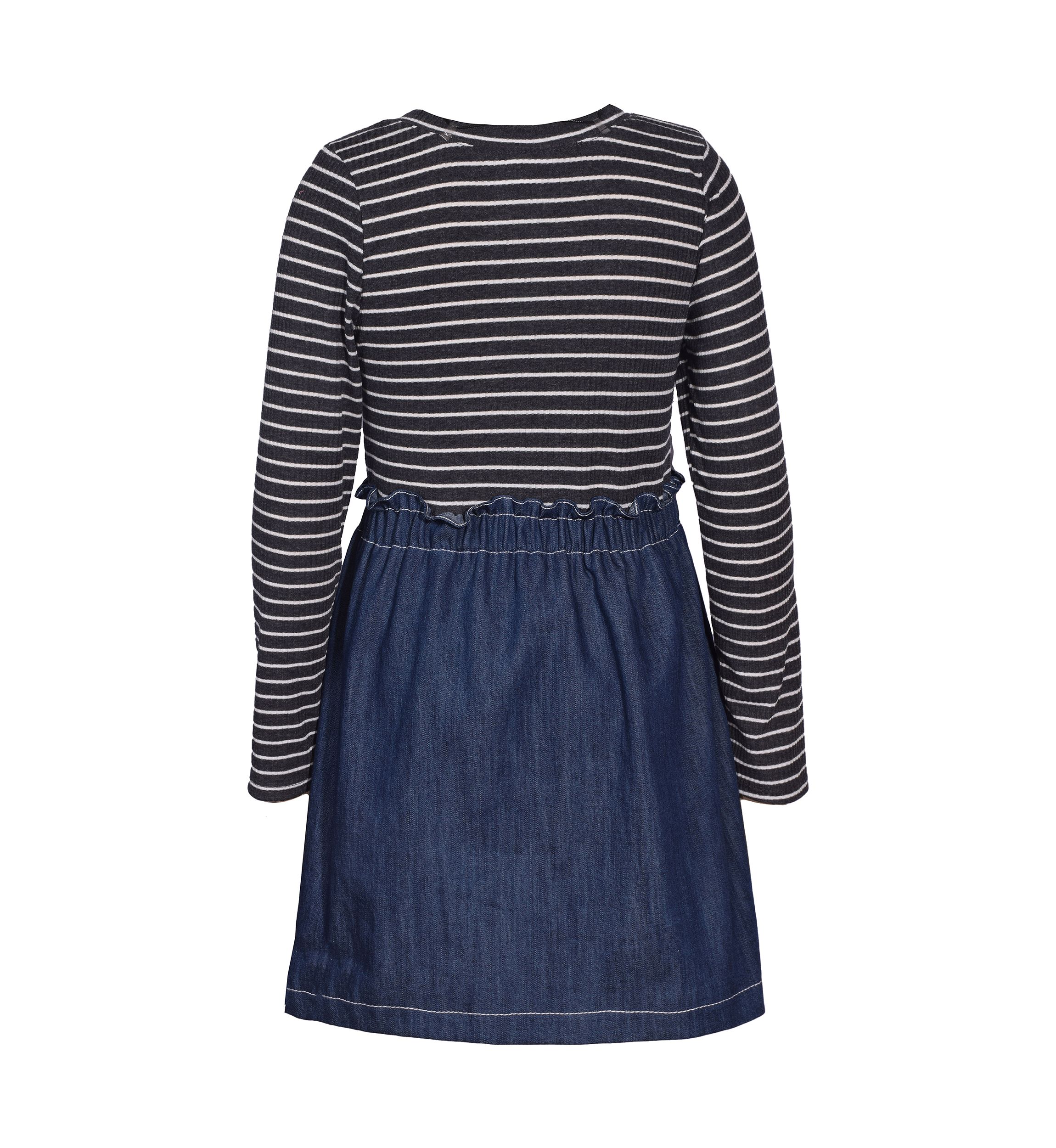 Girls 7-16 Striped Bodice to Denim Skirt Dress