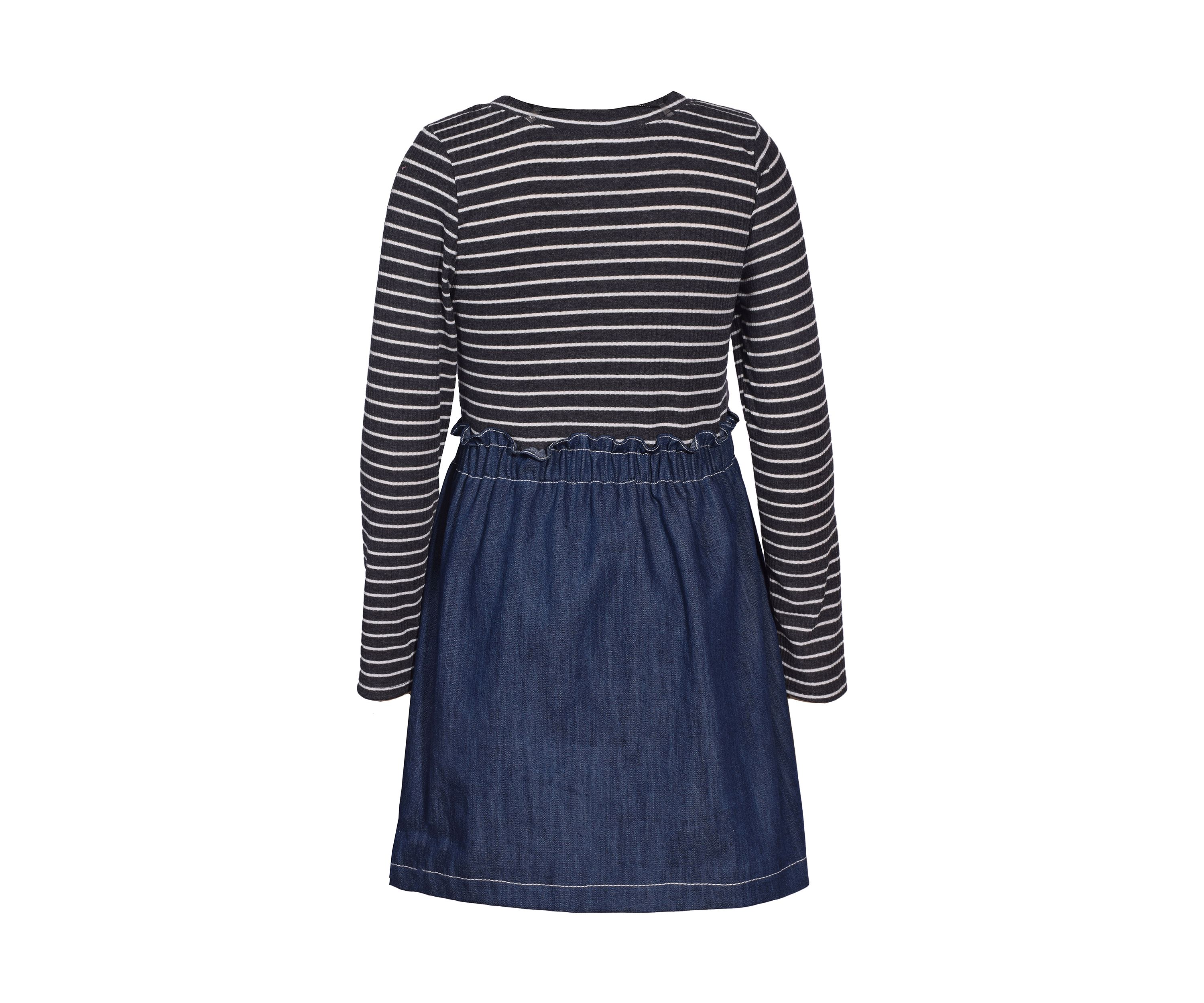 Girls 7-16 Striped Bodice to Denim Skirt Dress