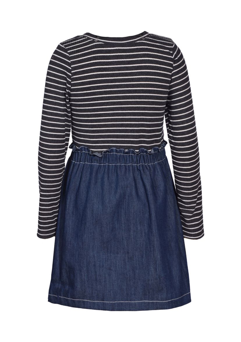 Girls 7-16 Striped Bodice to Denim Skirt Dress