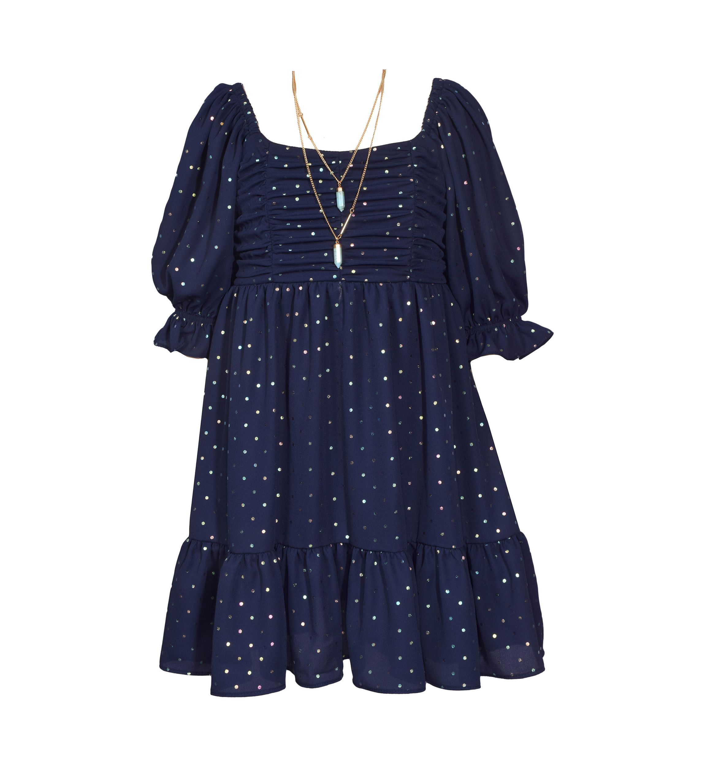Girls 7-16 Foiled Dot Crepe Dress